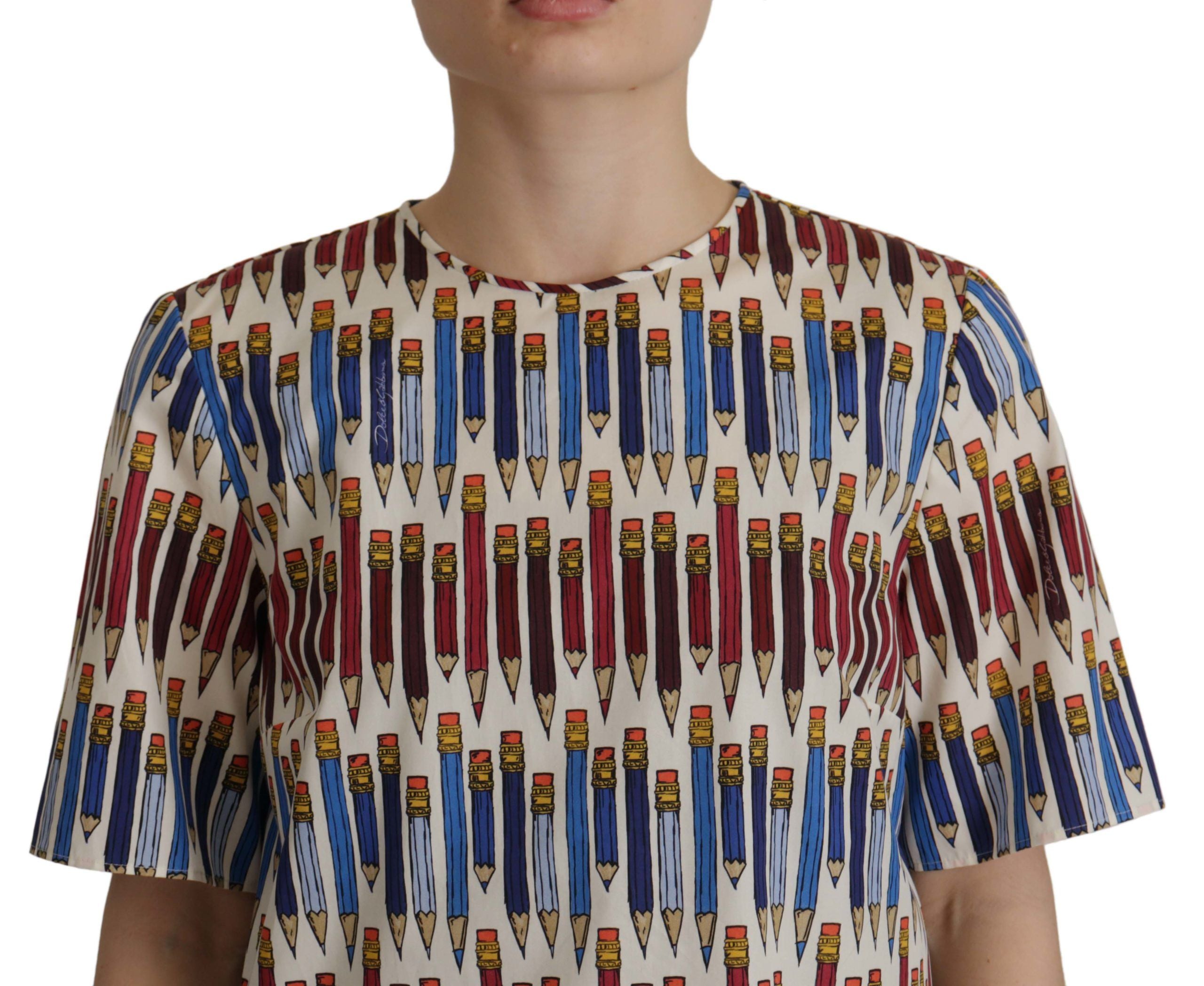 Blusa de algodón con estampado de lápiz blanco de Dolce &amp; Gabbana