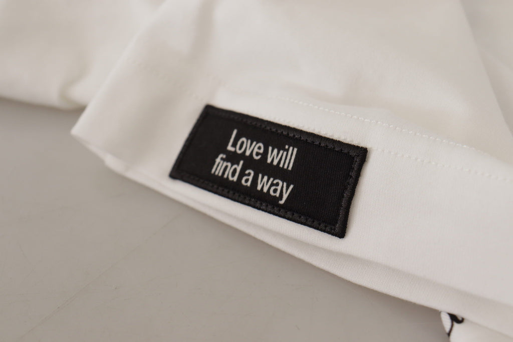 Camiseta de algodón con cuello redondo y rosas blancas y negras de Dolce &amp; Gabbana