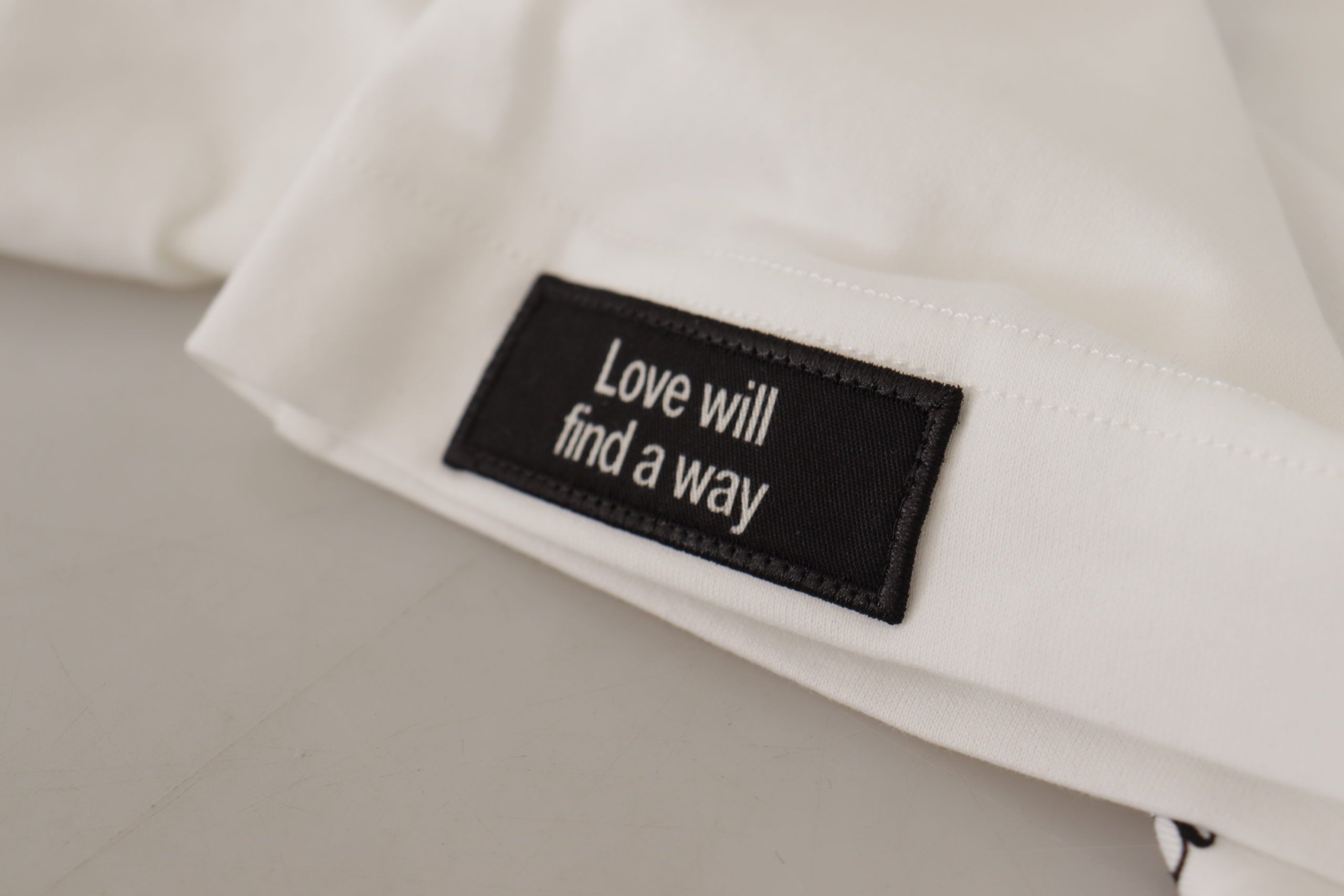 Camiseta de algodón con cuello redondo y rosas blancas y negras de Dolce &amp; Gabbana