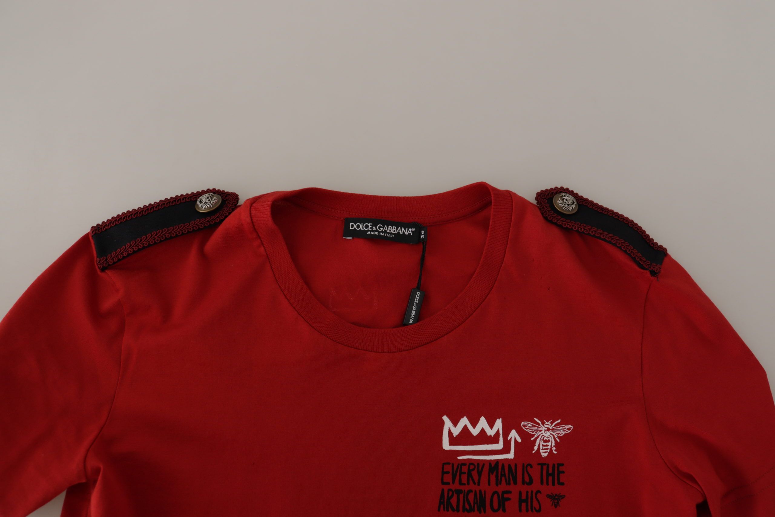 Dolce &amp; Gabbana Camiseta roja con cuello redondo Amor Vincit Omnia