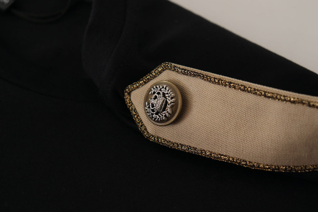 Camiseta de algodón con cuello redondo y motivo de logotipo negro de Dolce &amp; Gabbana