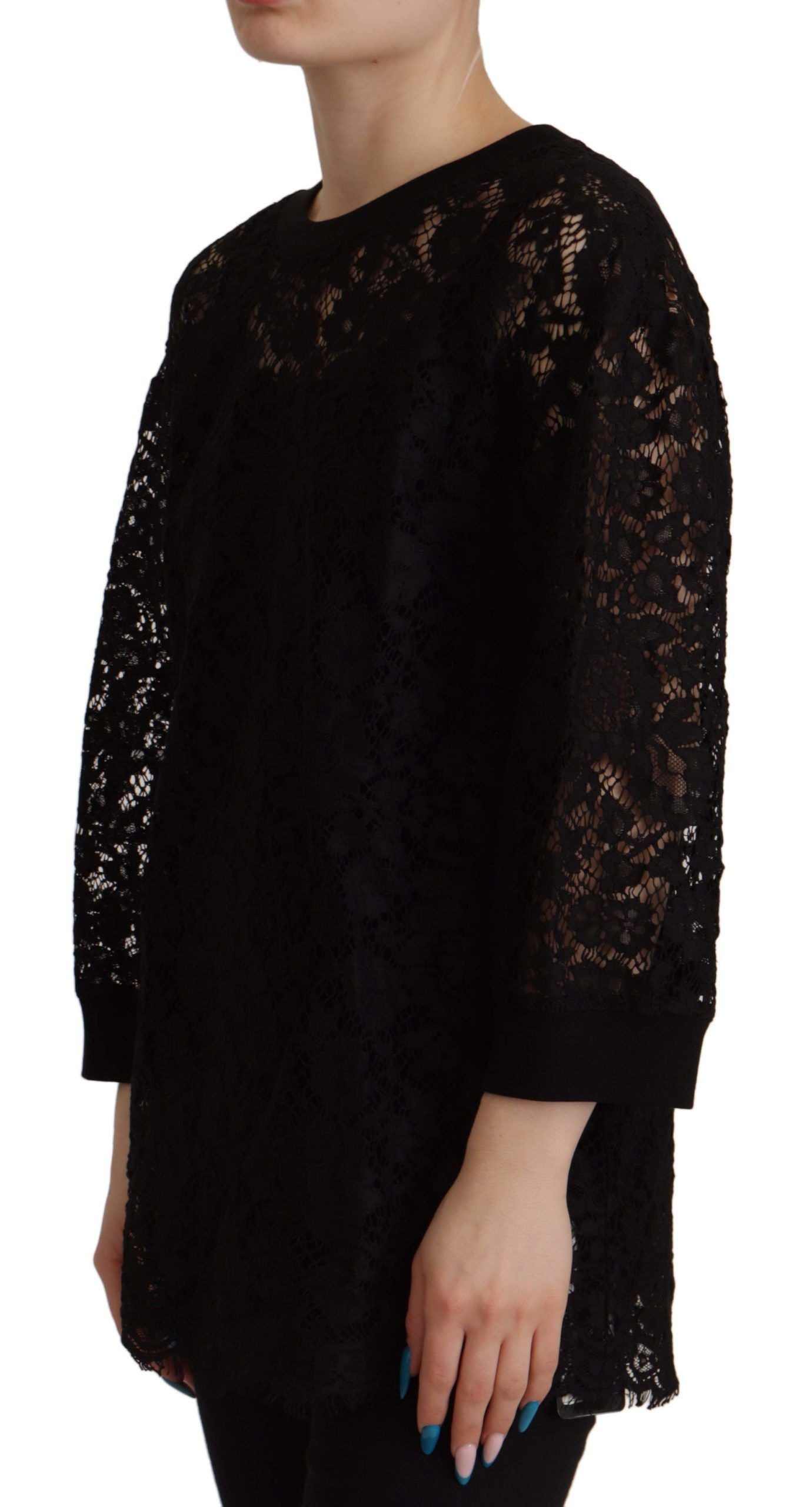 Blusa Sicily de encaje floral negra de Dolce &amp; Gabbana