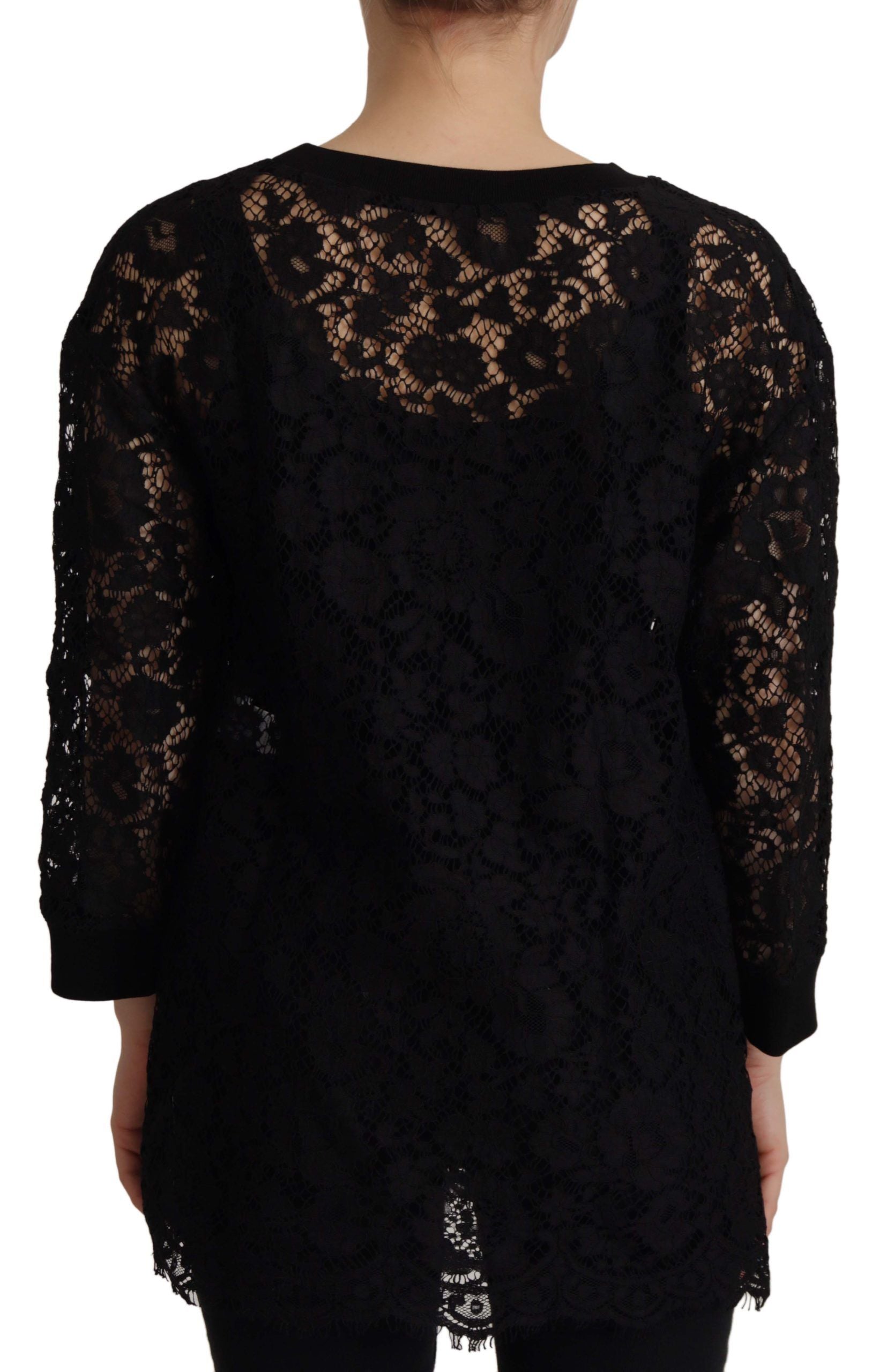 Blusa Sicily de encaje floral negra de Dolce &amp; Gabbana