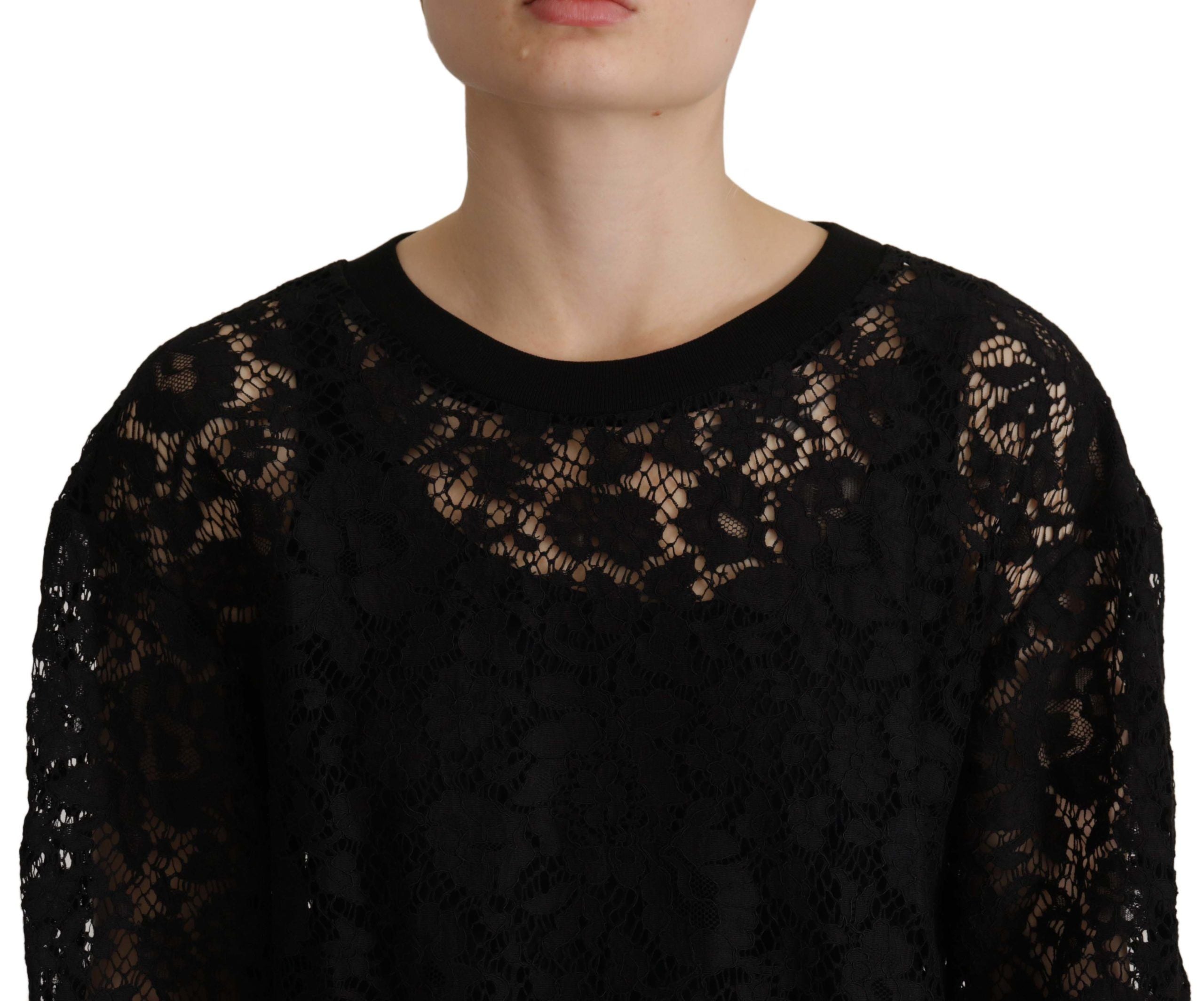 Blusa Sicily de encaje floral negra de Dolce &amp; Gabbana