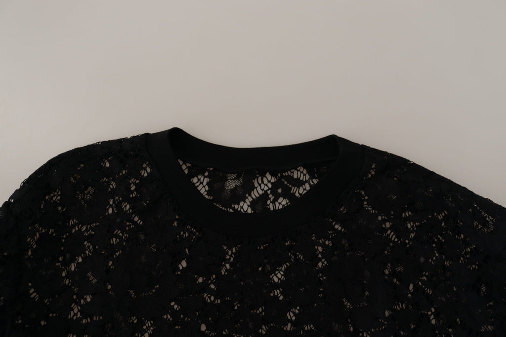 Blusa Sicily de encaje floral negra de Dolce &amp; Gabbana
