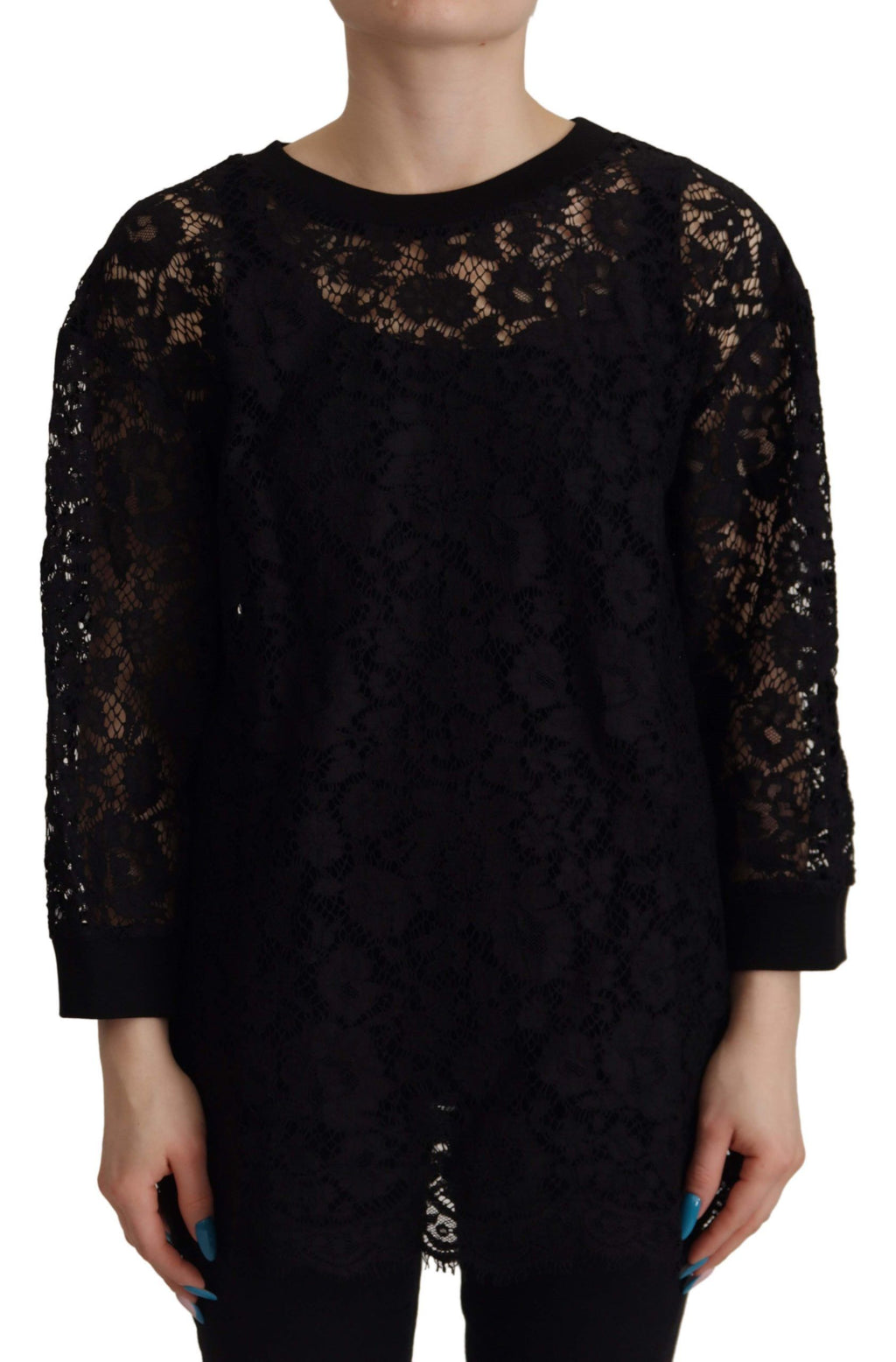 Blusa Sicily de encaje floral negra de Dolce &amp; Gabbana