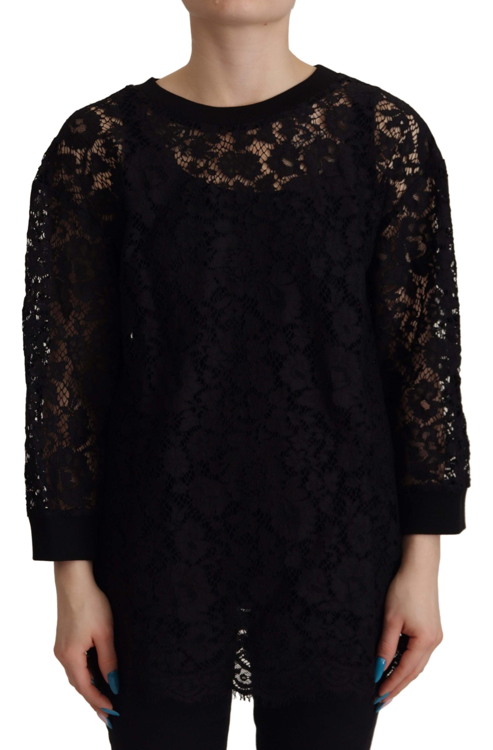 Blusa Sicily de encaje floral negra de Dolce &amp; Gabbana