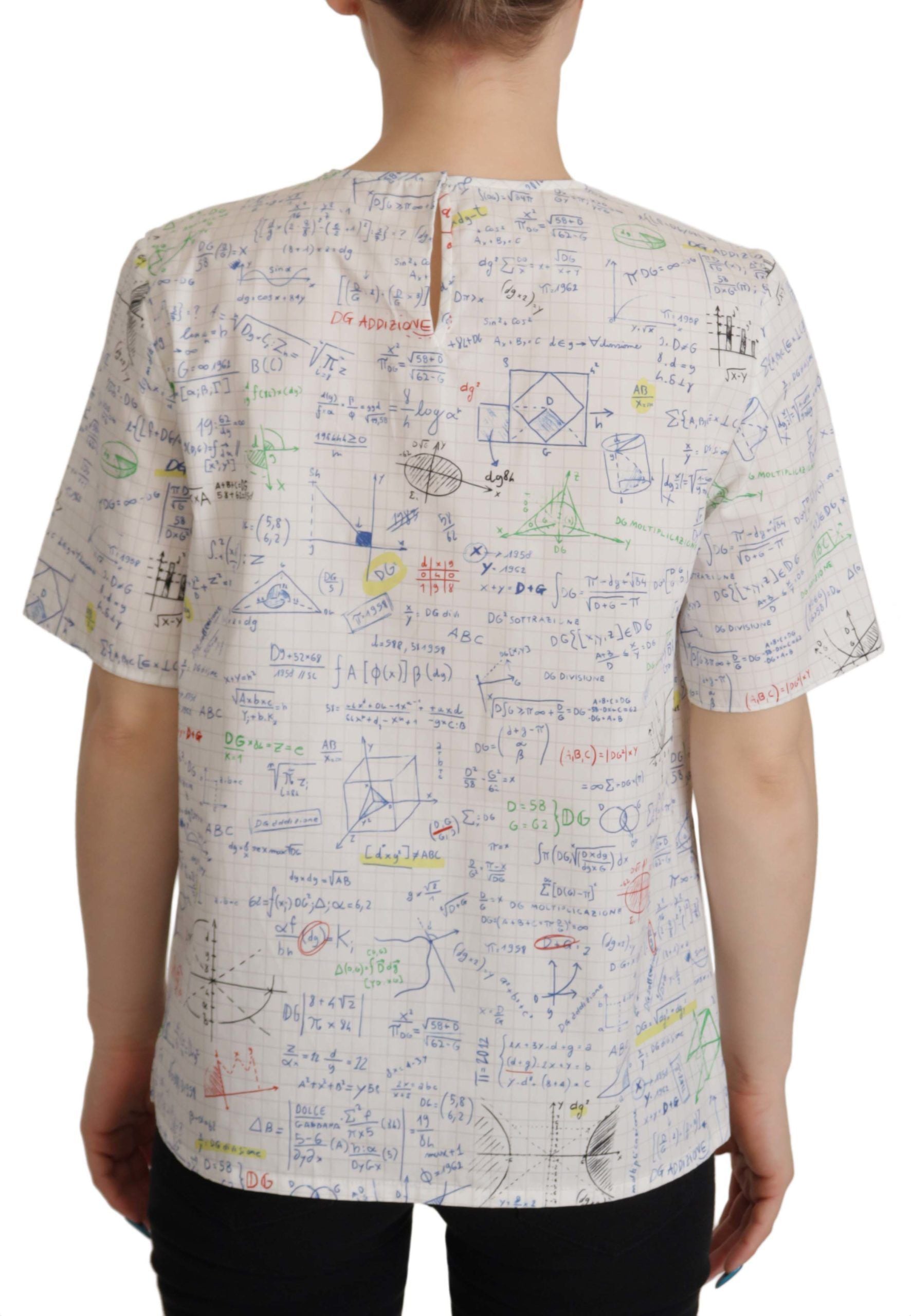 Top de manga corta con estampado de álgebra de algodón blanco de Dolce &amp; Gabbana