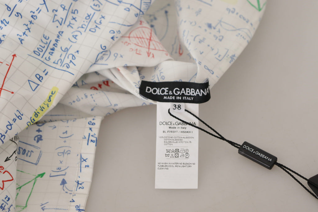 Top de manga corta con estampado de álgebra de algodón blanco de Dolce &amp; Gabbana