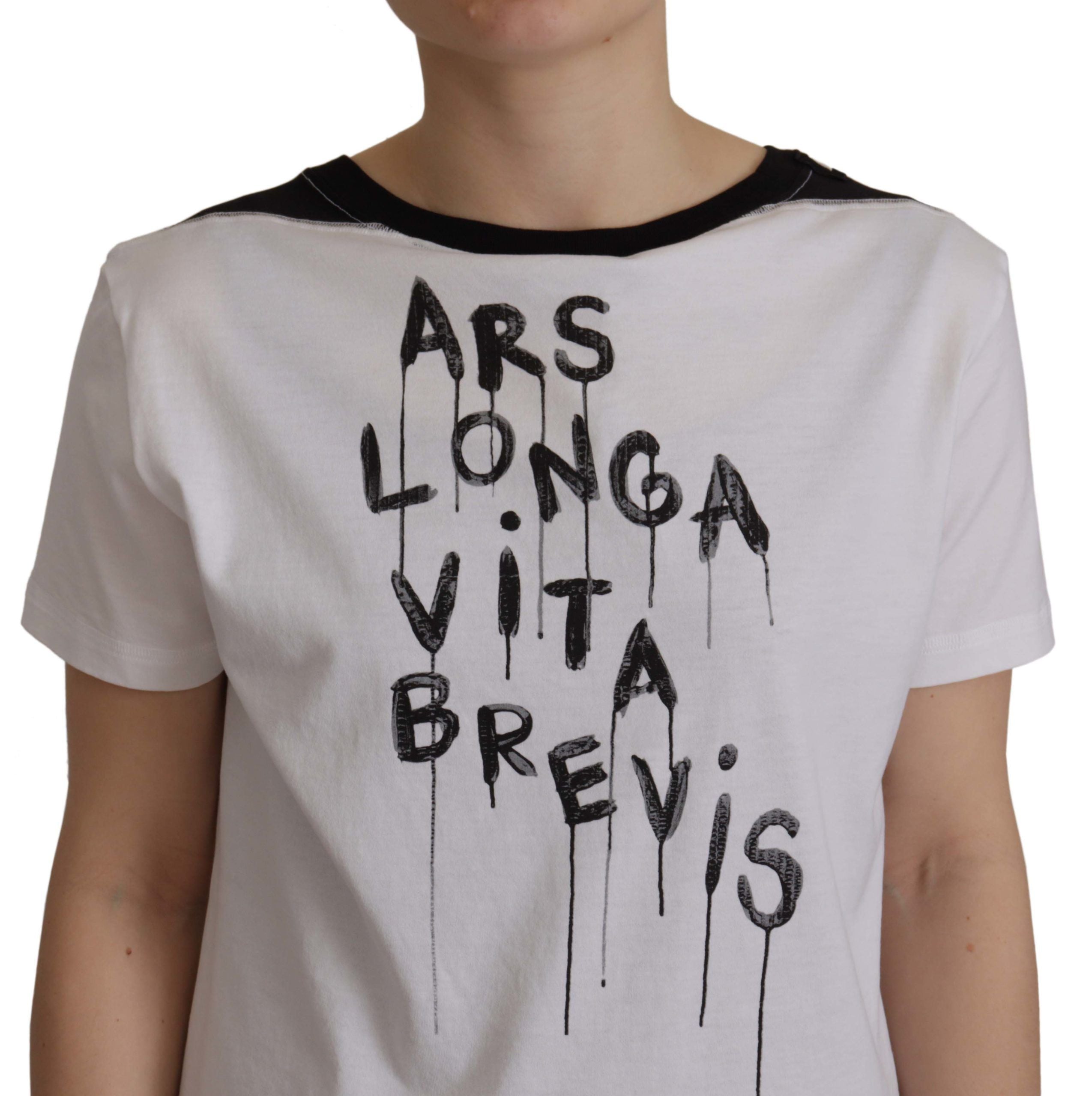 Camiseta de algodón con cuello redondo y estampado de eslogan blanco de Dolce &amp; Gabbana