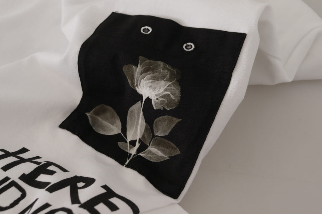 Camiseta de algodón con cuello redondo y estampado de eslogan blanco de Dolce &amp; Gabbana