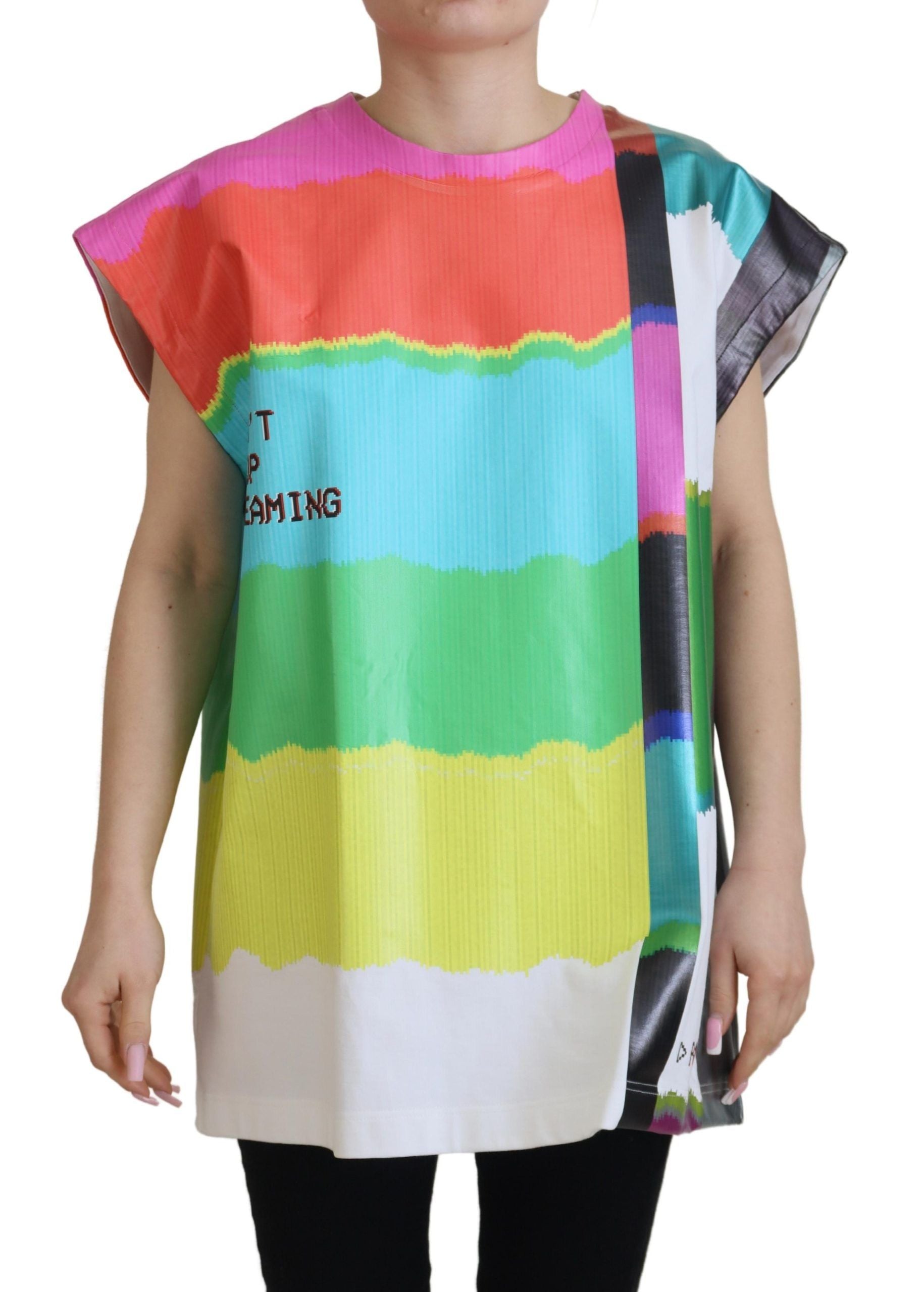 Blusa de algodón con estampado de televisión multicolor de Dolce &amp; Gabbana