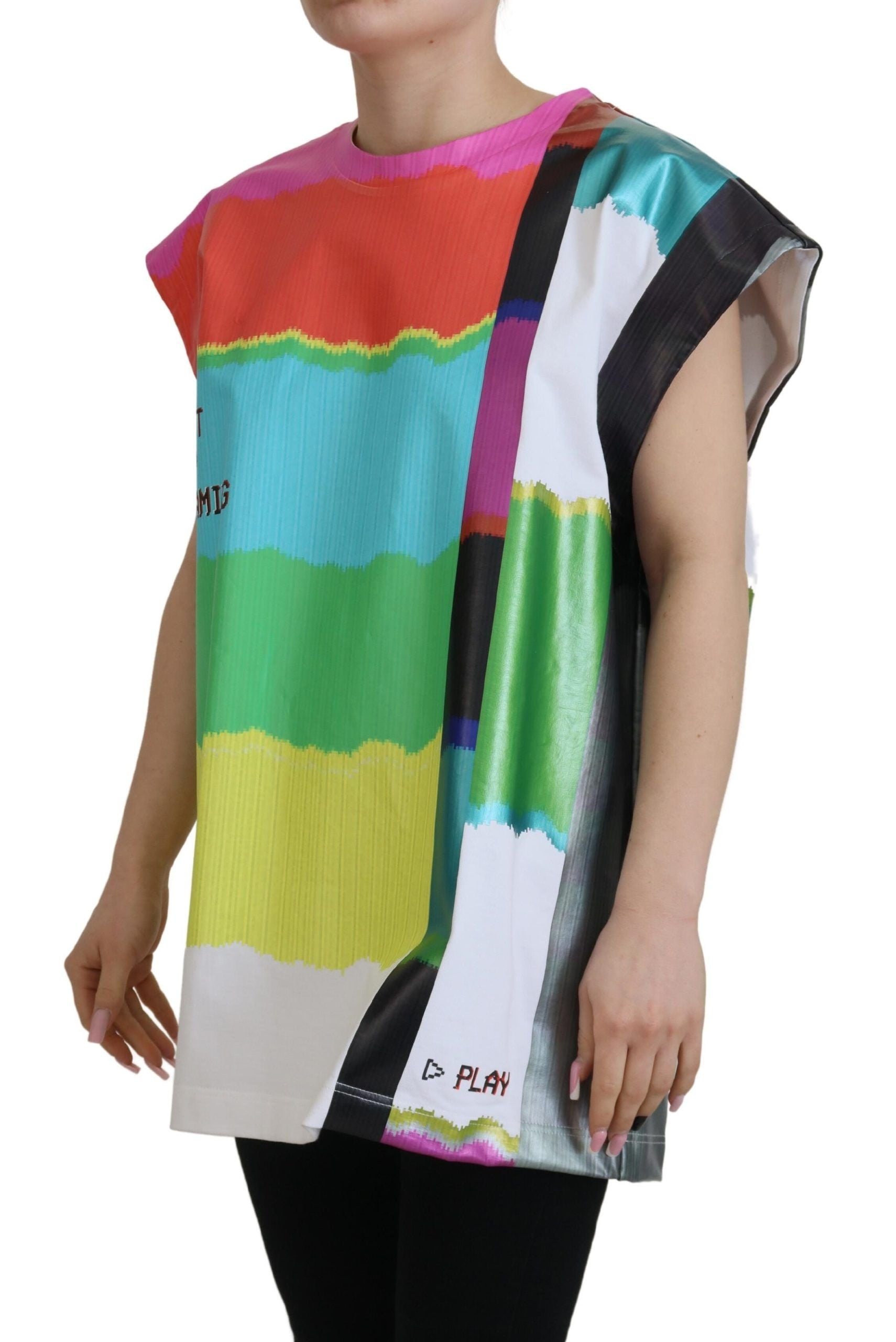 Blusa de algodón con estampado de televisión multicolor de Dolce &amp; Gabbana