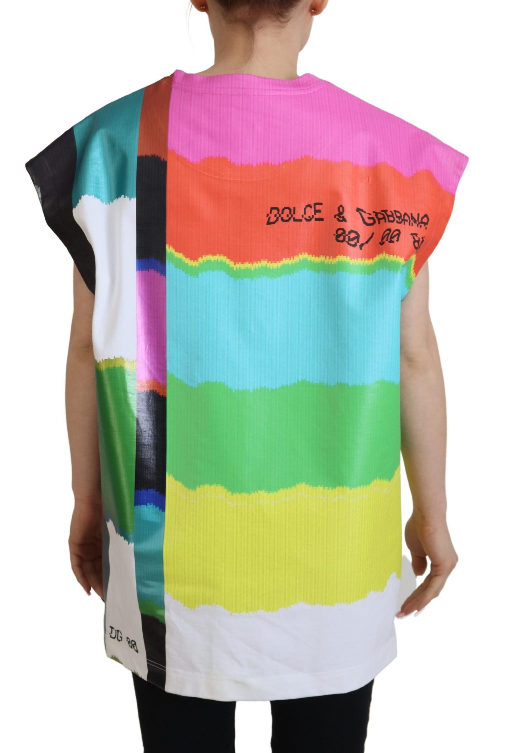 Blusa de algodón con estampado de televisión multicolor de Dolce &amp; Gabbana
