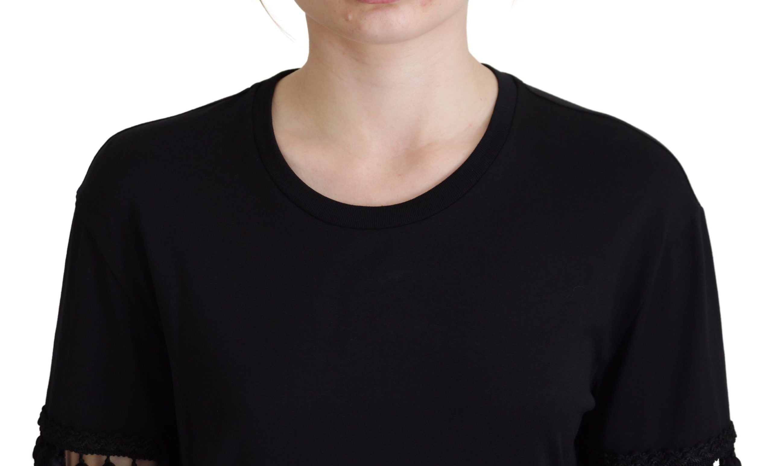 Blusa negra tipo camiseta de Dolce &amp; Gabbana con borlas de algodón