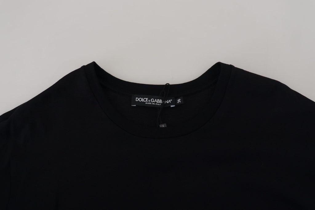 Blusa negra tipo camiseta de Dolce &amp; Gabbana con borlas de algodón