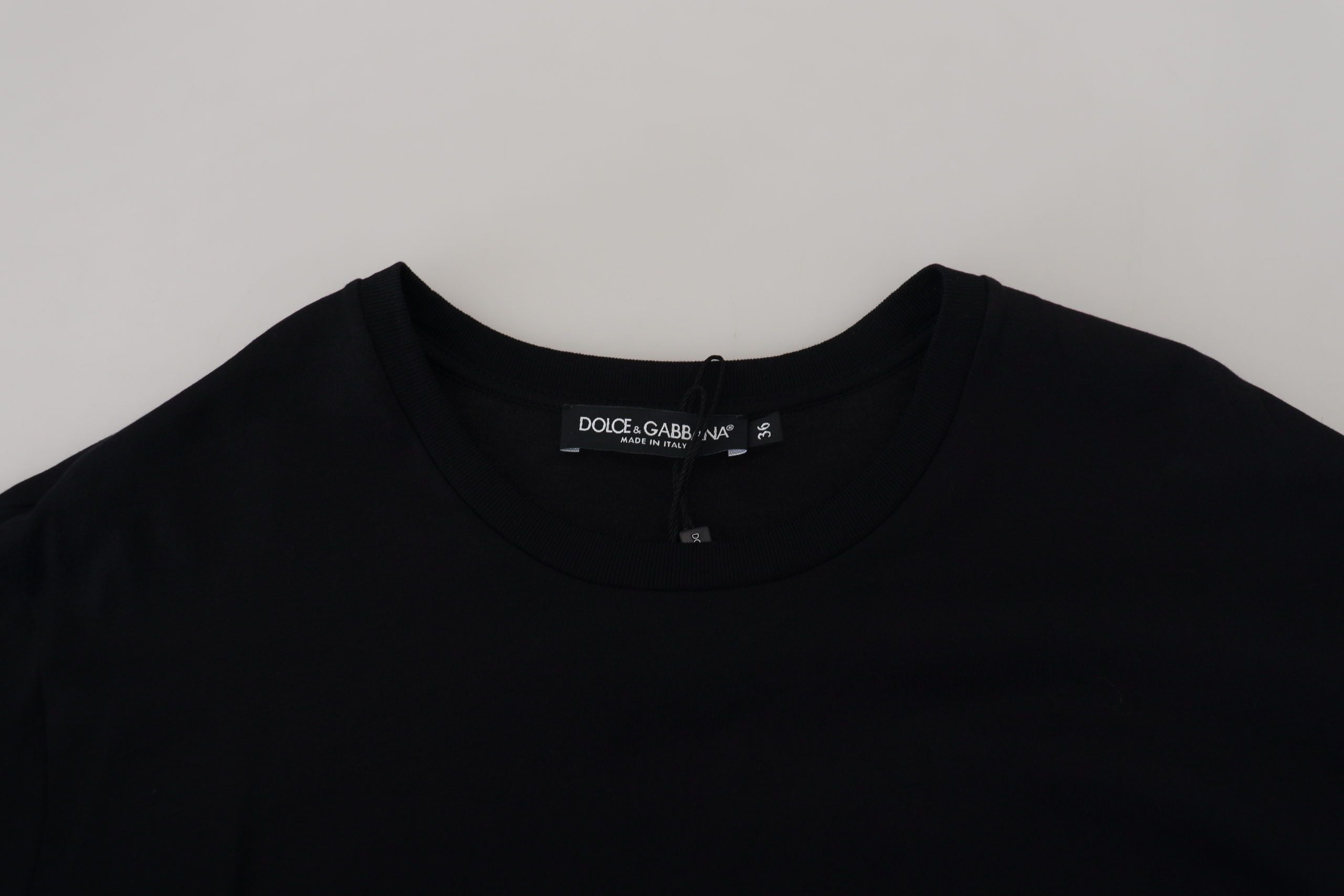 Blusa negra tipo camiseta de Dolce &amp; Gabbana con borlas de algodón