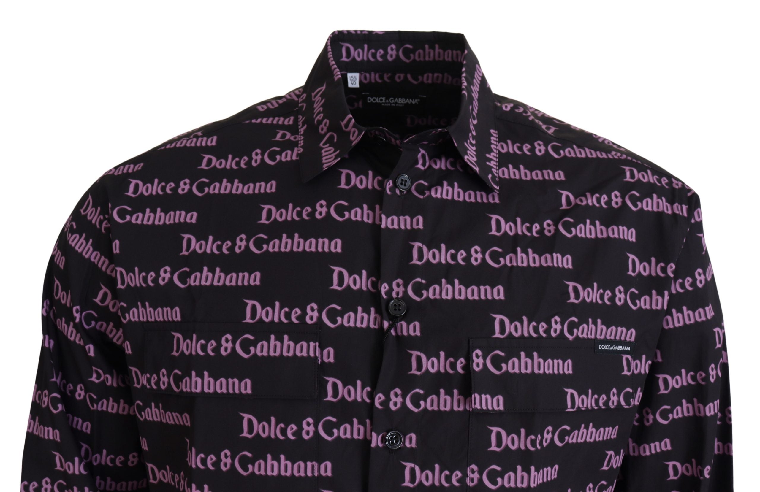 Camisa formal ajustada con logo morado y negro de Dolce &amp; Gabbana