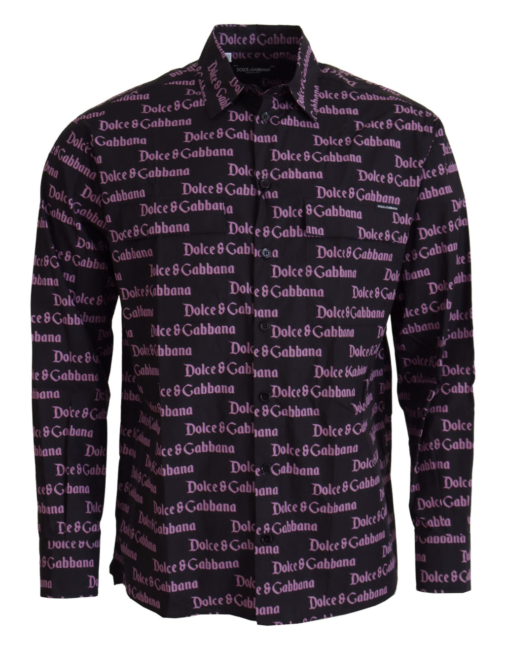 Camisa formal ajustada con logo morado y negro de Dolce &amp; Gabbana