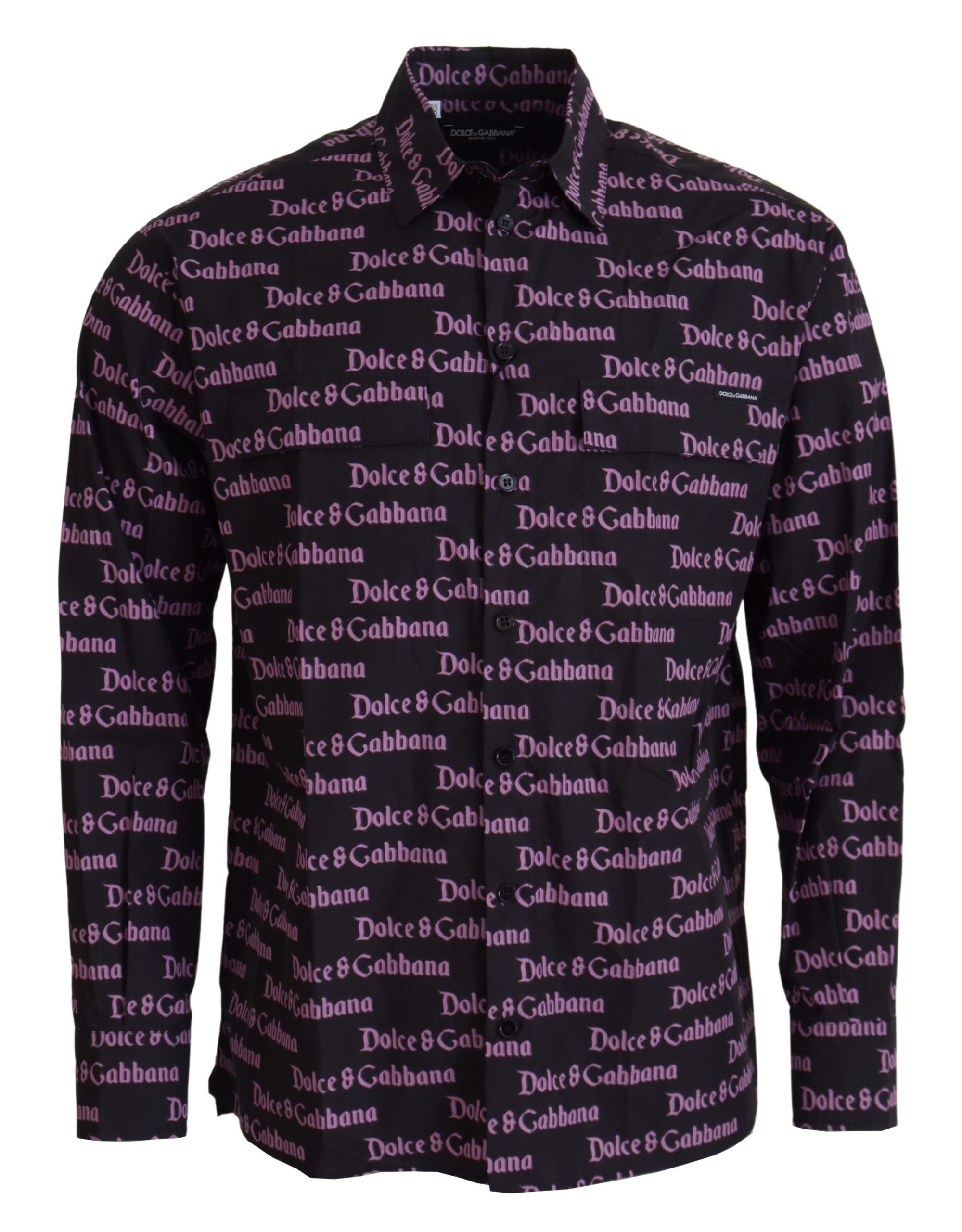 Camisa formal ajustada con logo morado y negro de Dolce &amp; Gabbana