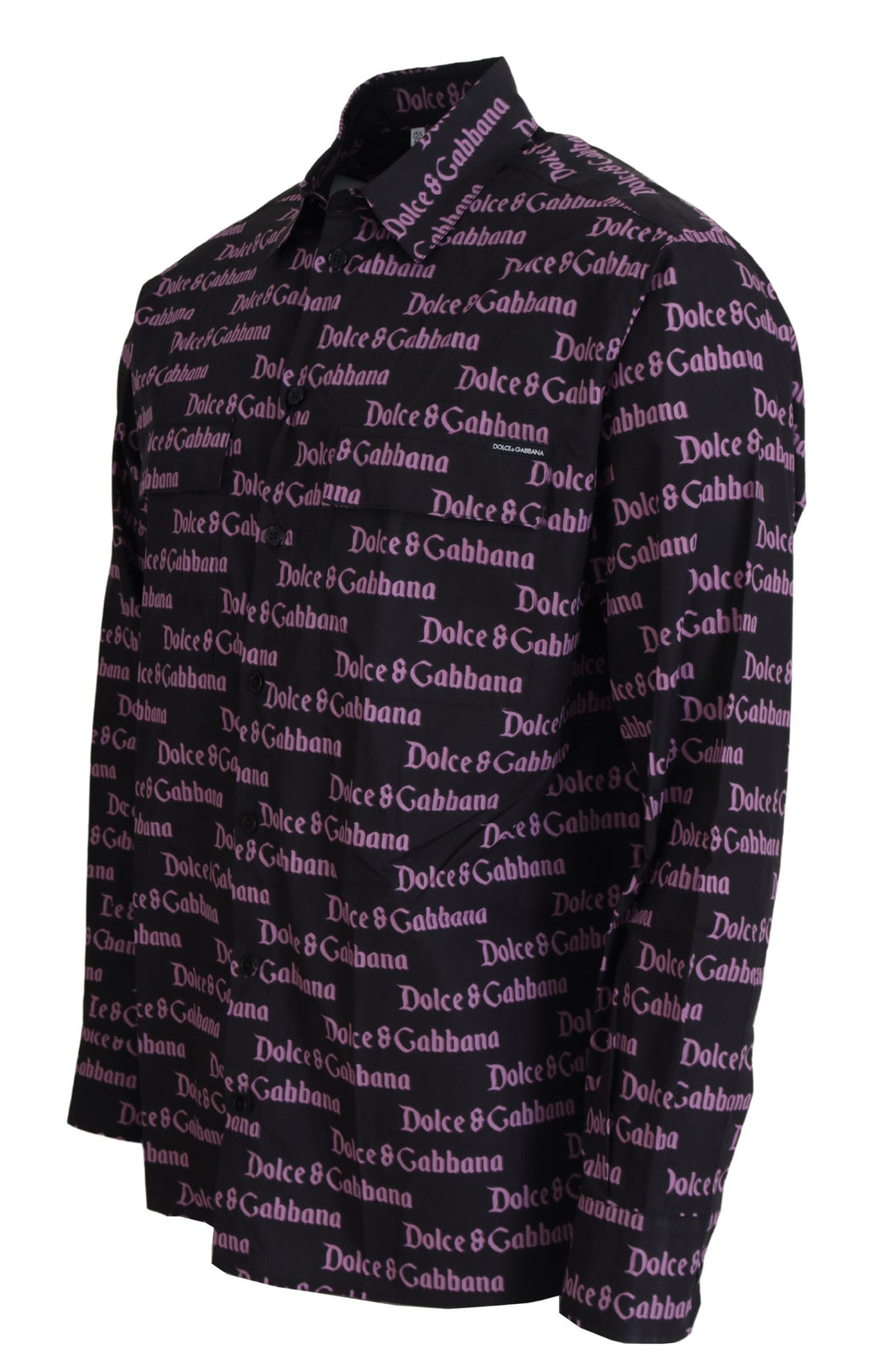 Camisa formal ajustada con logo morado y negro de Dolce &amp; Gabbana