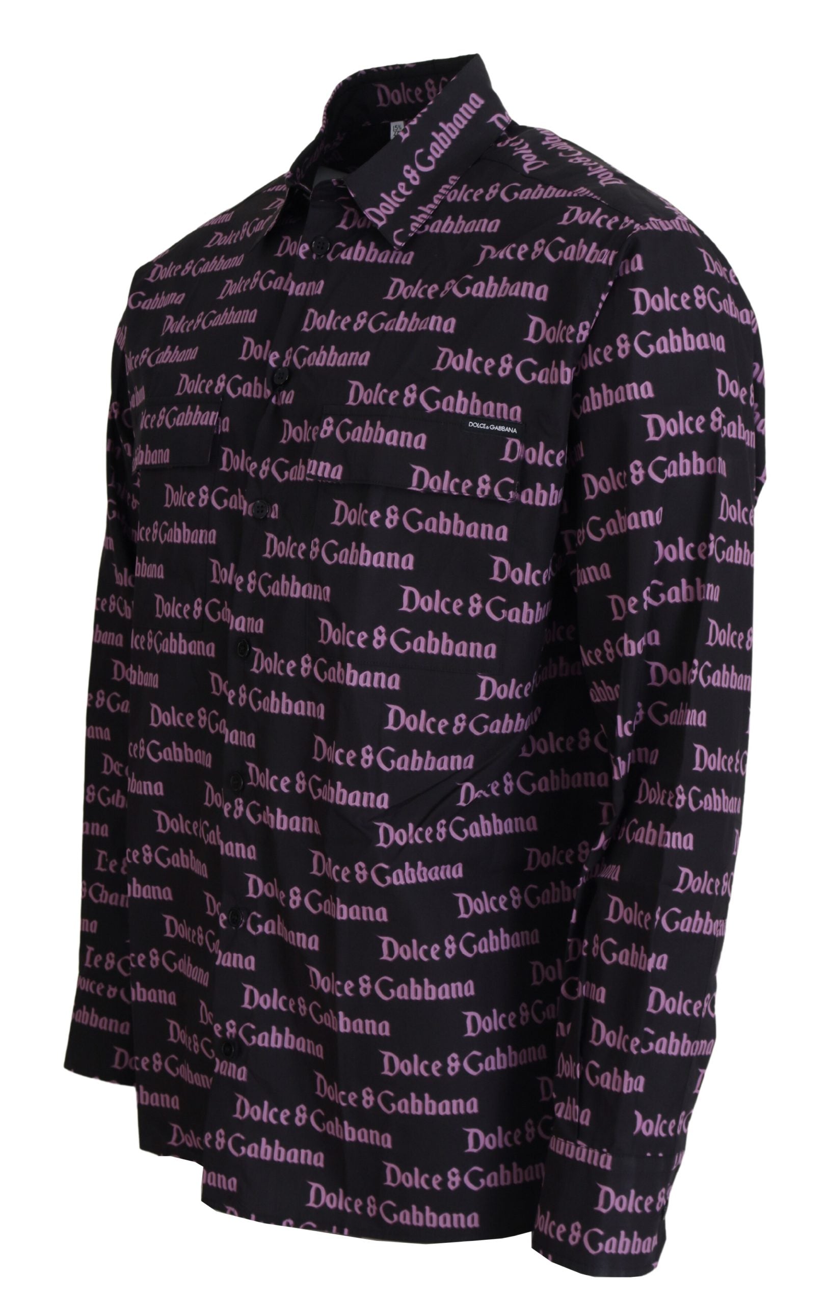 Camisa formal ajustada con logo morado y negro de Dolce &amp; Gabbana