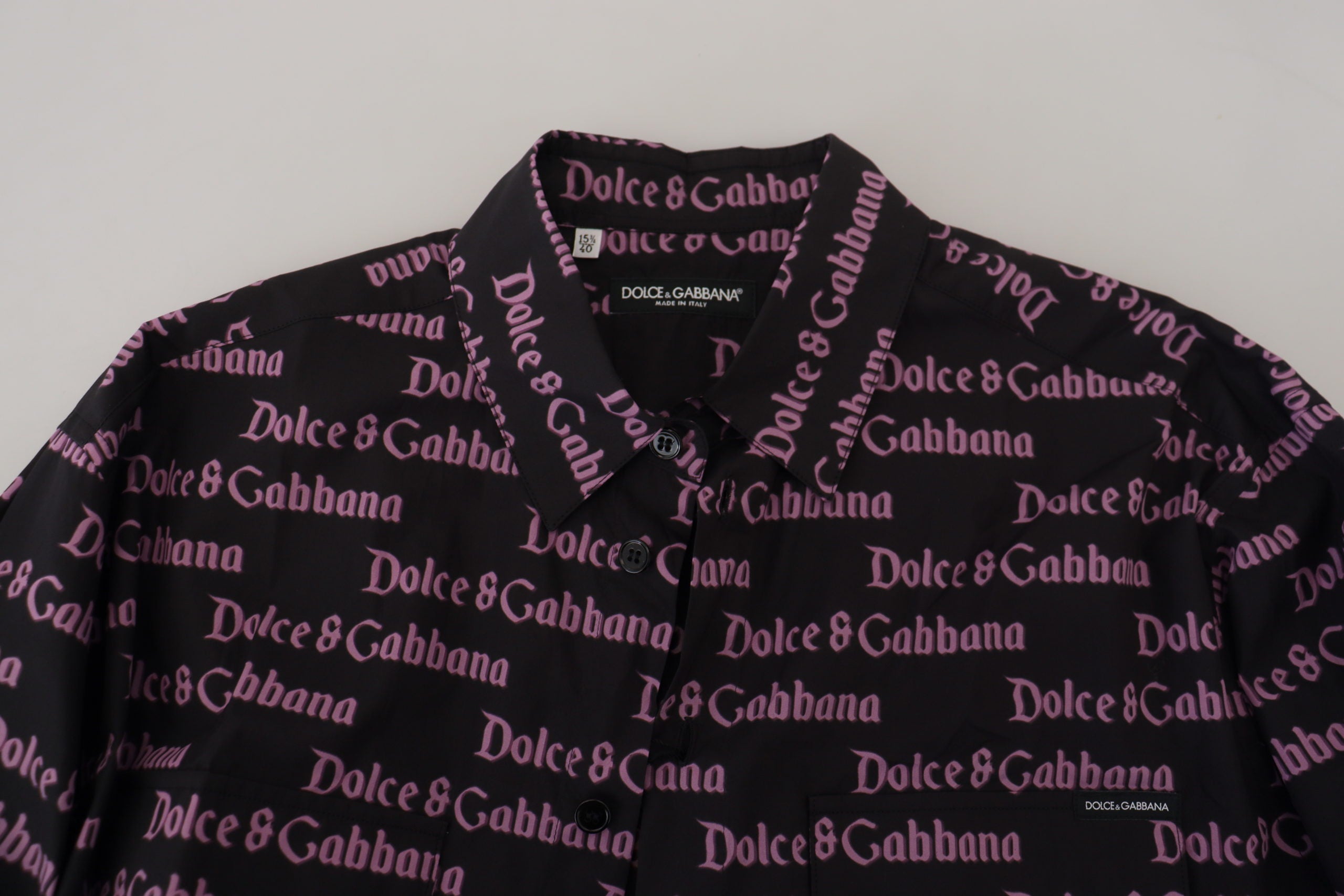 Camisa formal ajustada con logo morado y negro de Dolce &amp; Gabbana