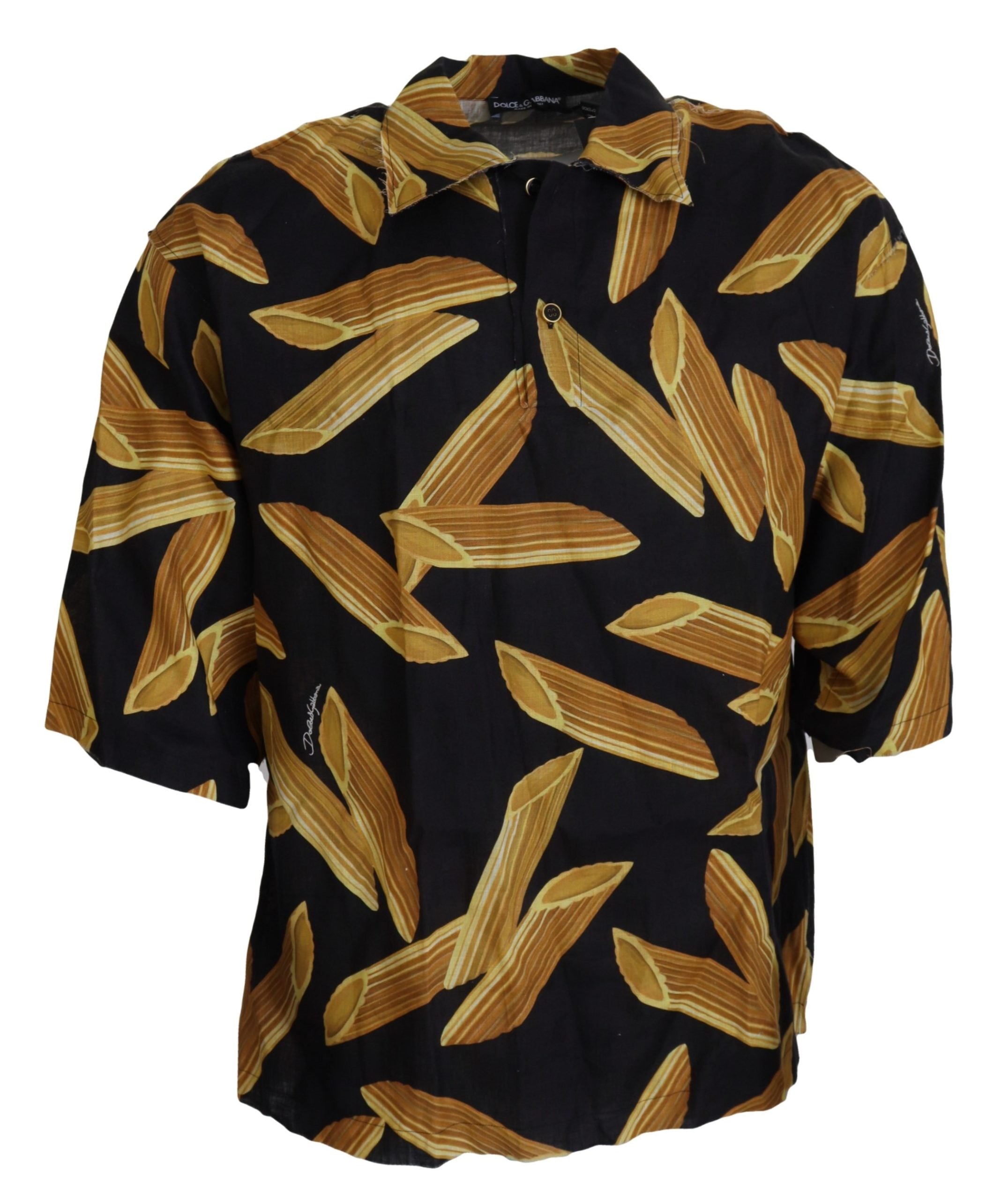 Camisa informal de lino Penne Rigate negra de Dolce &amp; Gabbana