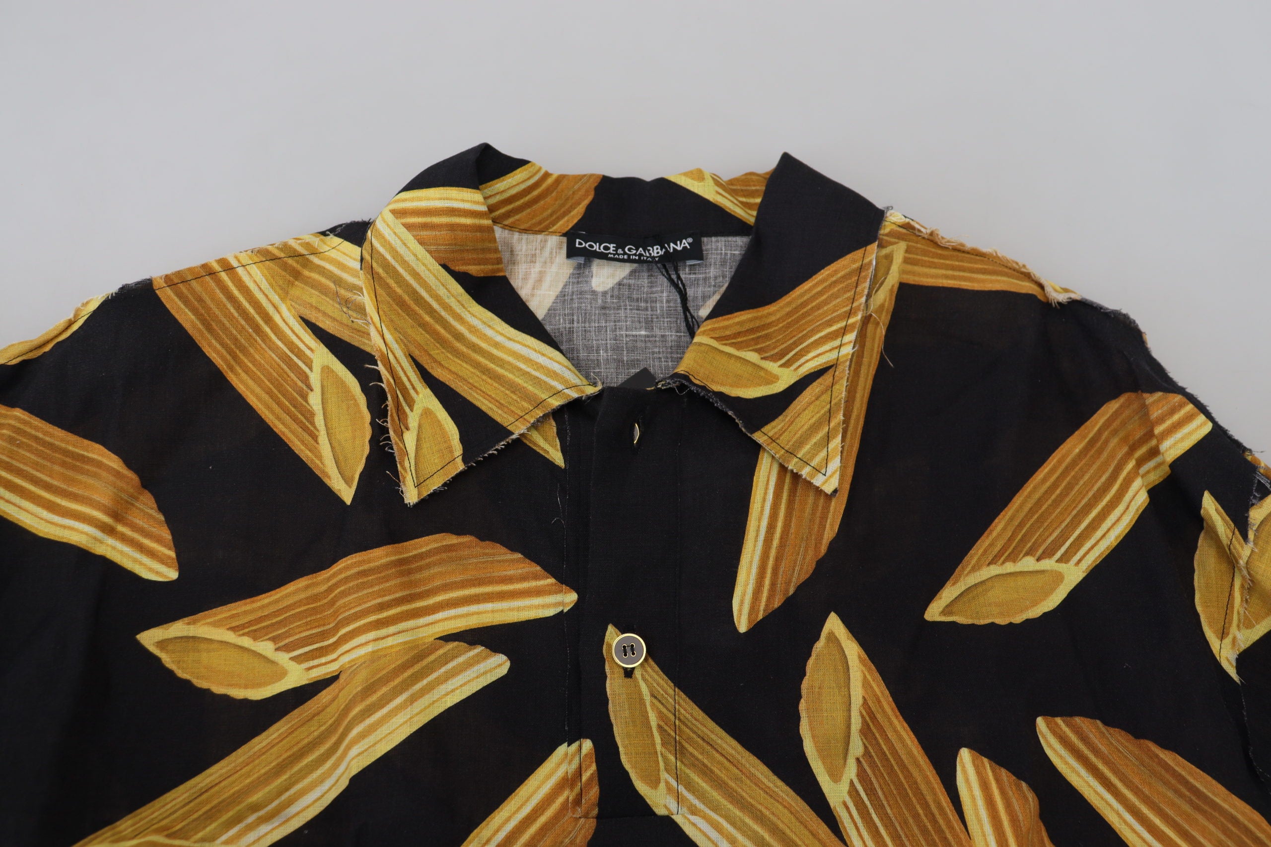 Camisa informal de lino Penne Rigate negra de Dolce &amp; Gabbana
