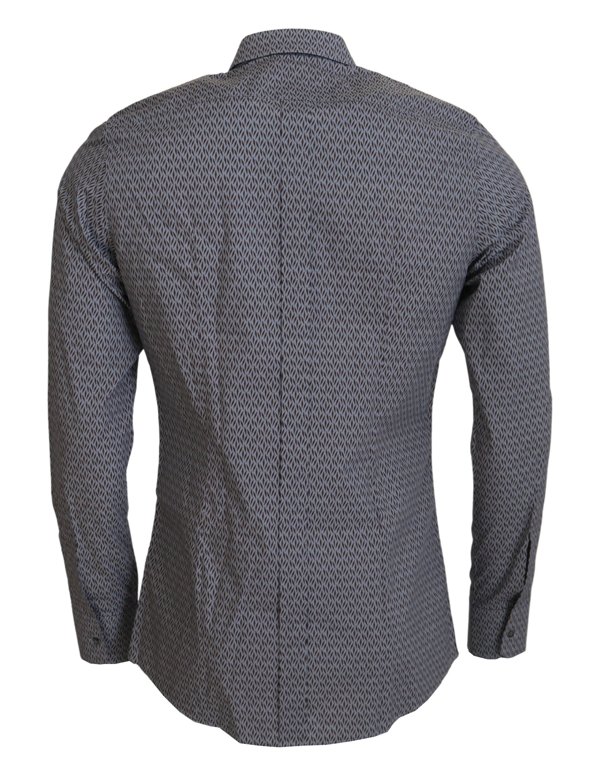 Camisa formal de vestir ajustada Dolce &amp; Gabbana en gris, marrón y dorado