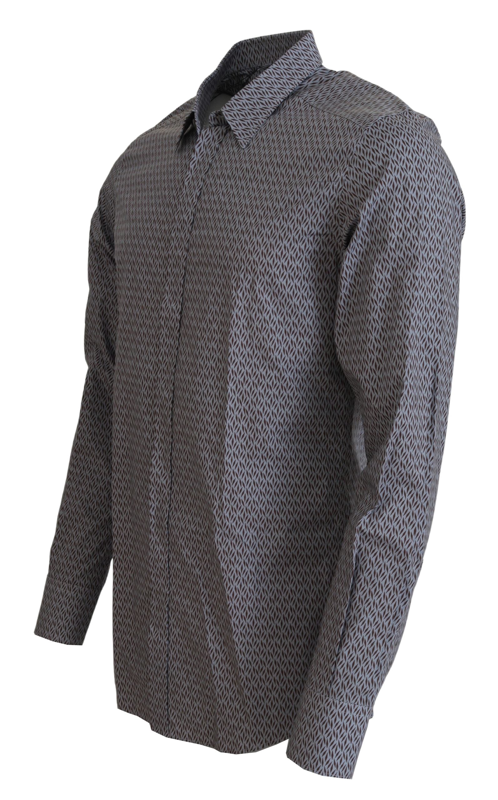 Camisa formal de vestir ajustada Dolce &amp; Gabbana en gris, marrón y dorado