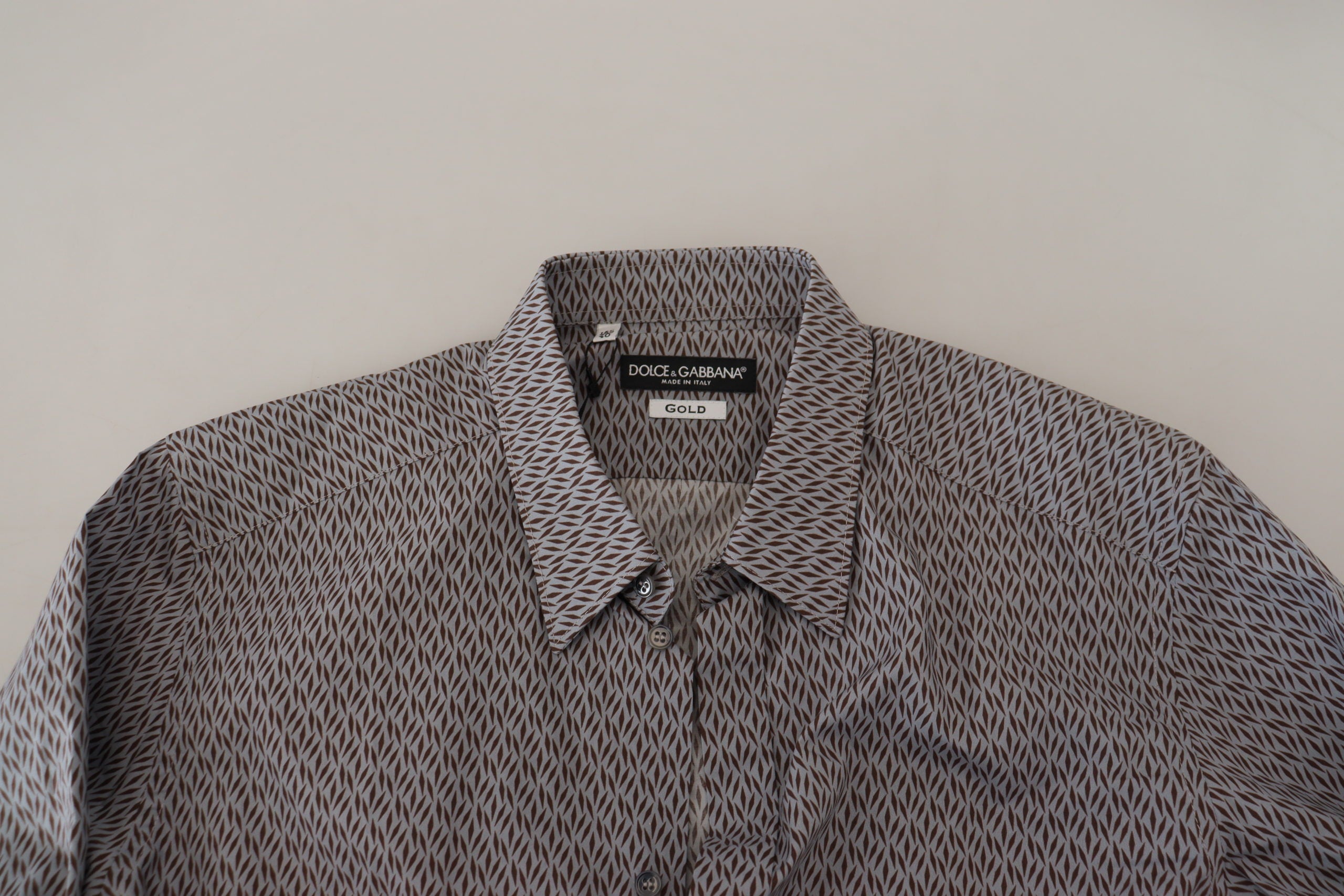 Camisa formal de vestir ajustada Dolce &amp; Gabbana en gris, marrón y dorado