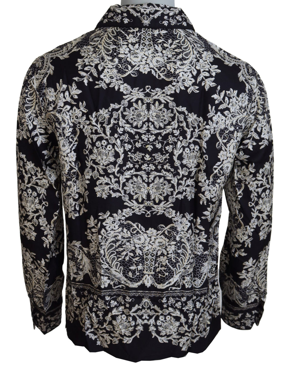 Camisa informal de satén barroco con estampado floral de seda azul de Dolce &amp; Gabbana