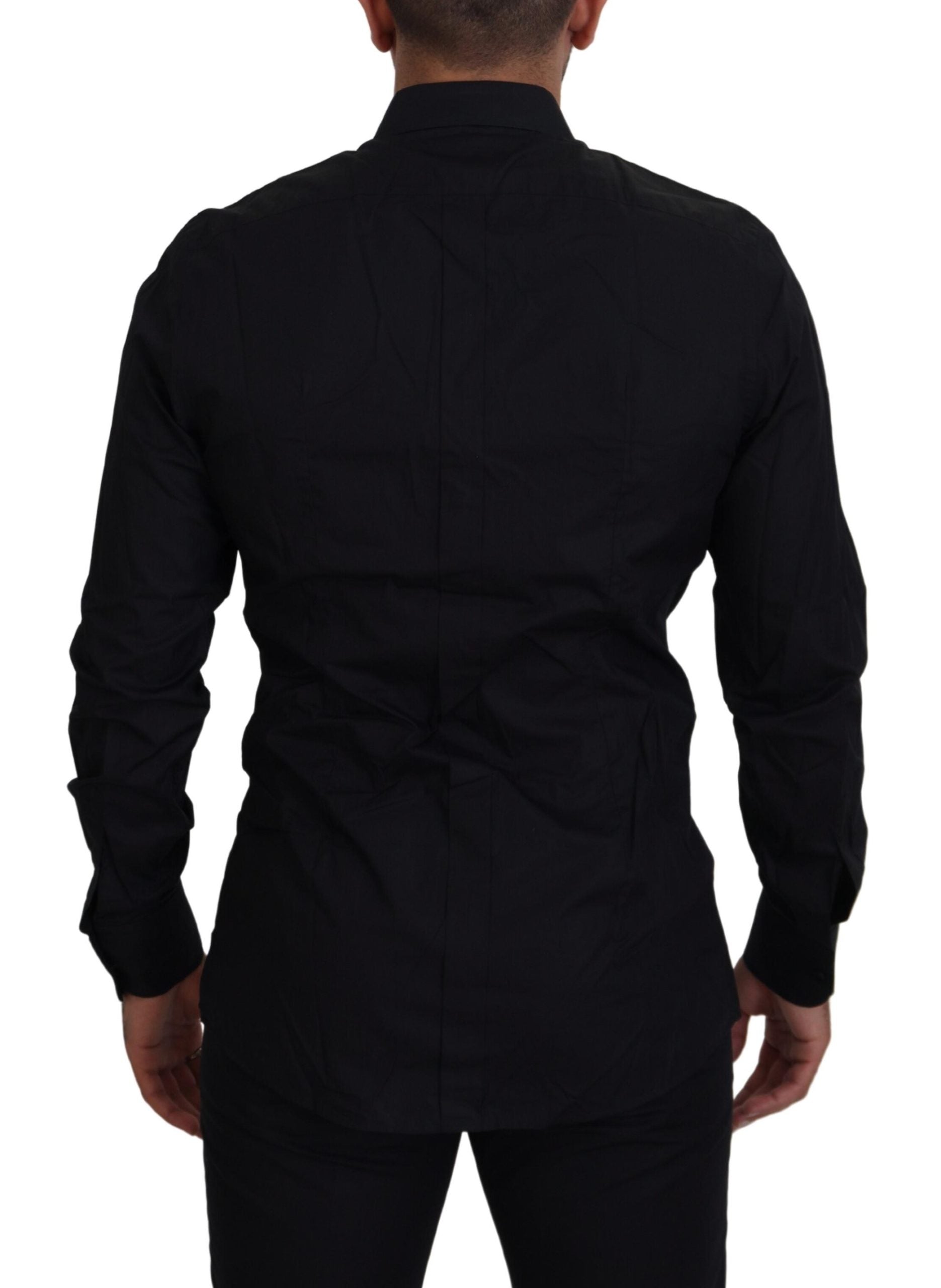 Camisa formal ajustada con corona dorada negra de Dolce &amp; Gabbana