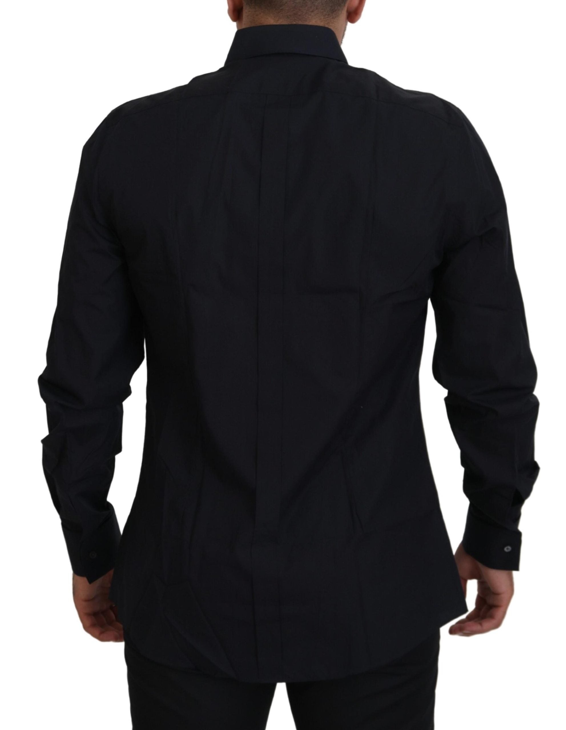 Camisa de vestir Dolce &amp; Gabbana de algodón negro dorado y corte entallado para hombre