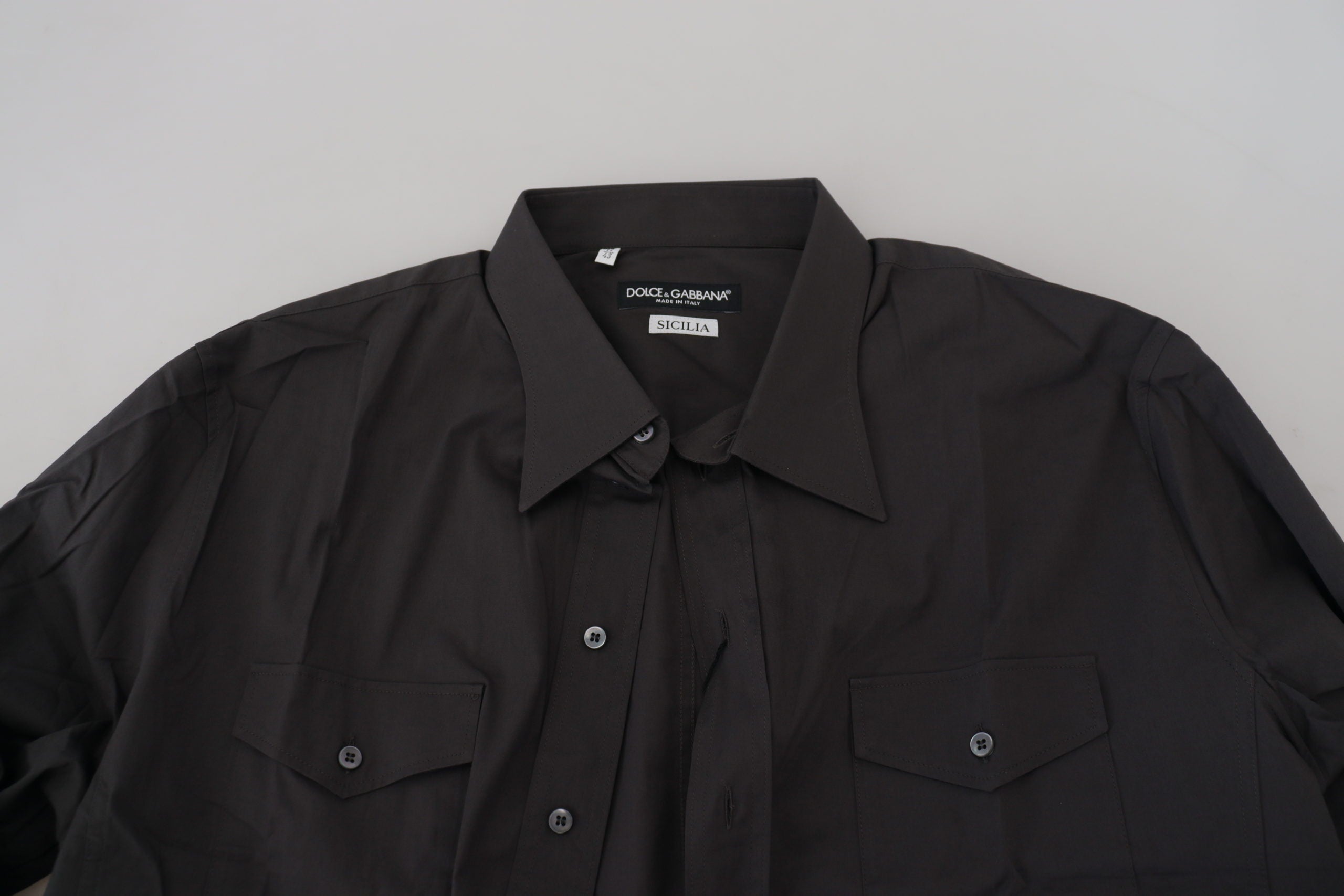 Camisa de vestir elástica de corte entallado SICILIA gris de Dolce &amp; Gabbana