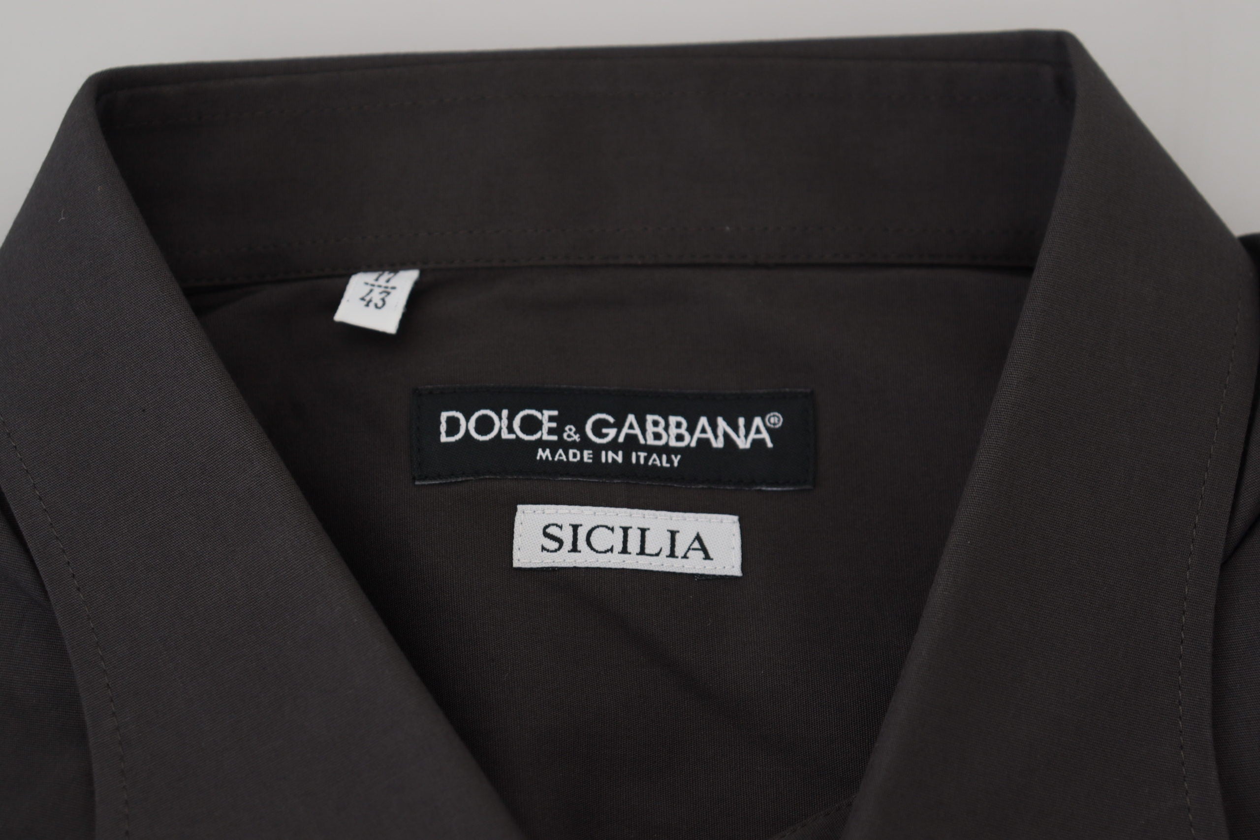 Camisa de vestir elástica de corte entallado SICILIA gris de Dolce &amp; Gabbana