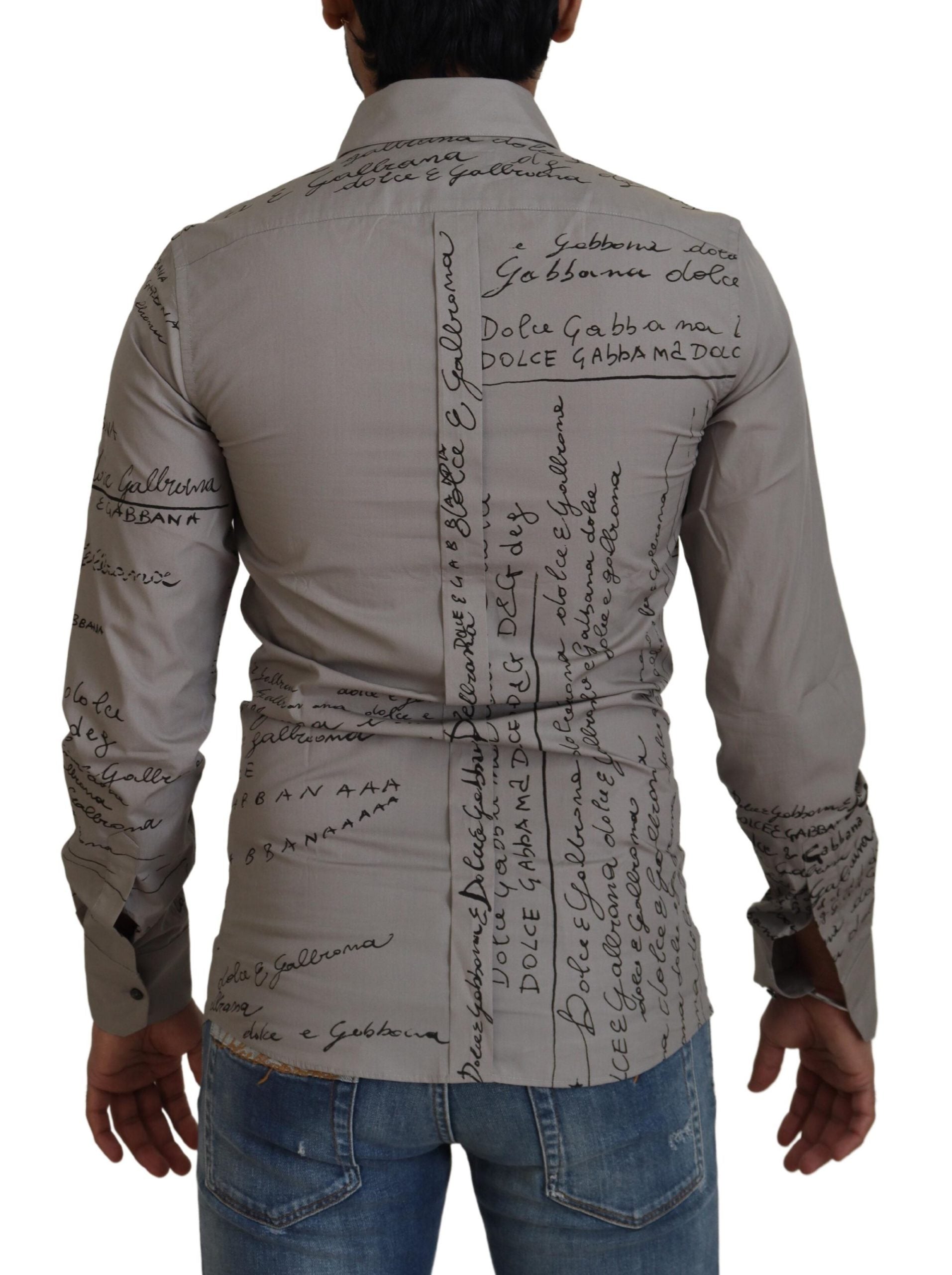 Vestido ajustado de algodón estampado gris Dolce &amp; Gabbana Camisa dorada