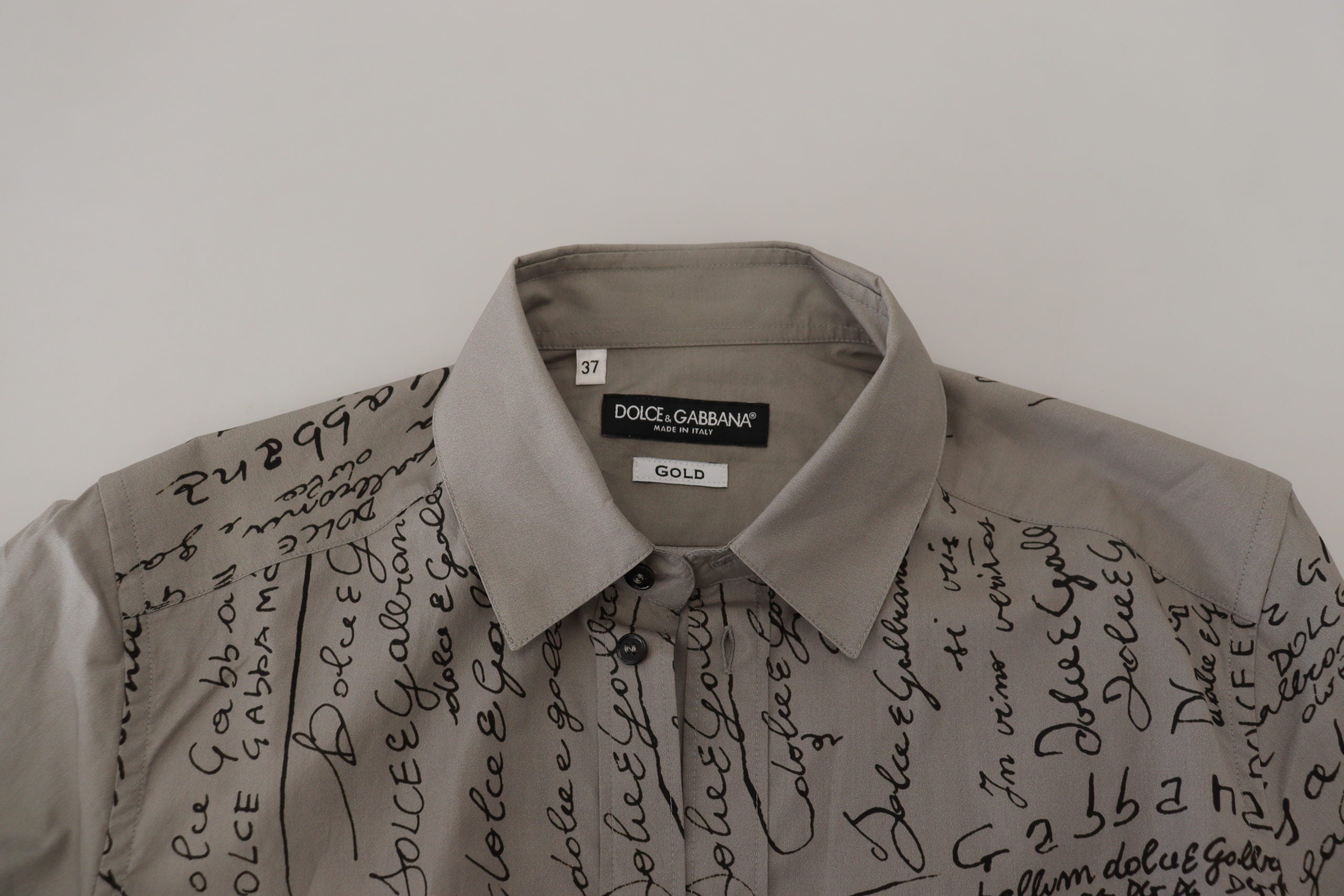 Vestido ajustado de algodón estampado gris Dolce &amp; Gabbana Camisa dorada