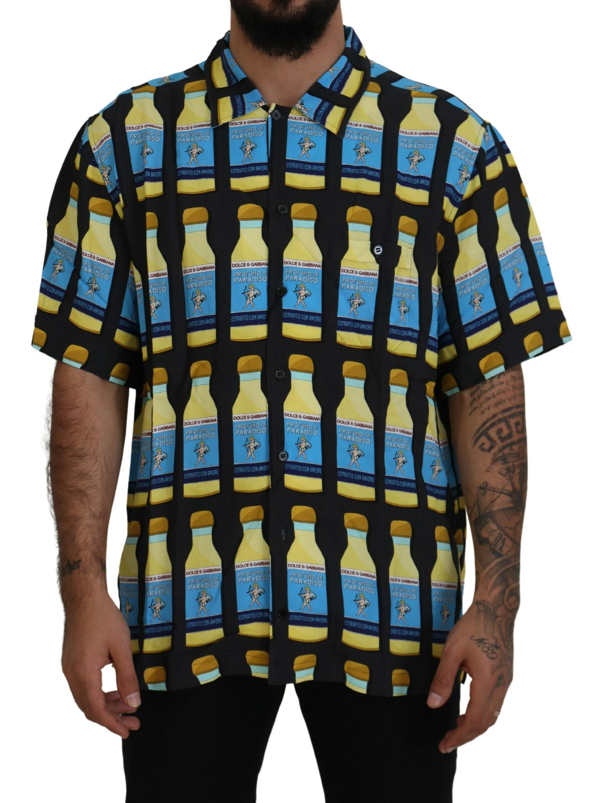 Camisa casual de viscosa con estampado multicolor de Dolce &amp; Gabbana