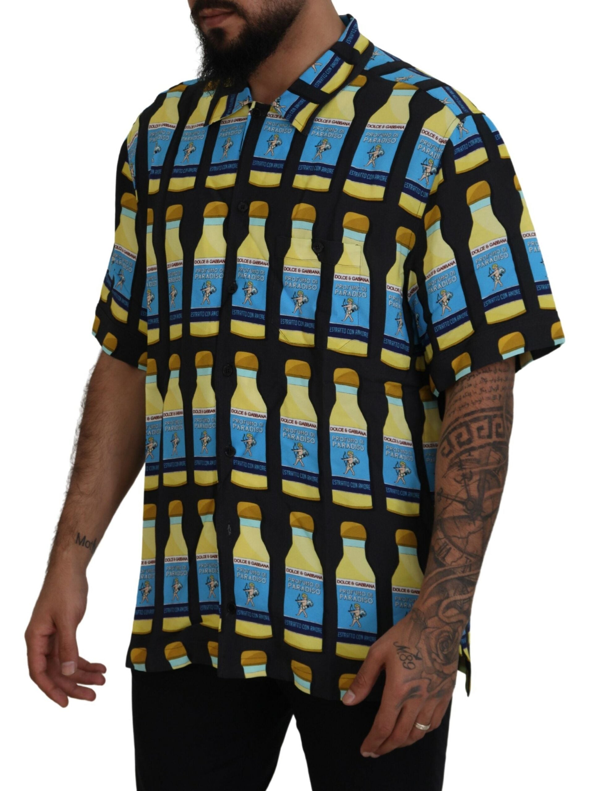 Camisa casual de viscosa con estampado multicolor de Dolce &amp; Gabbana