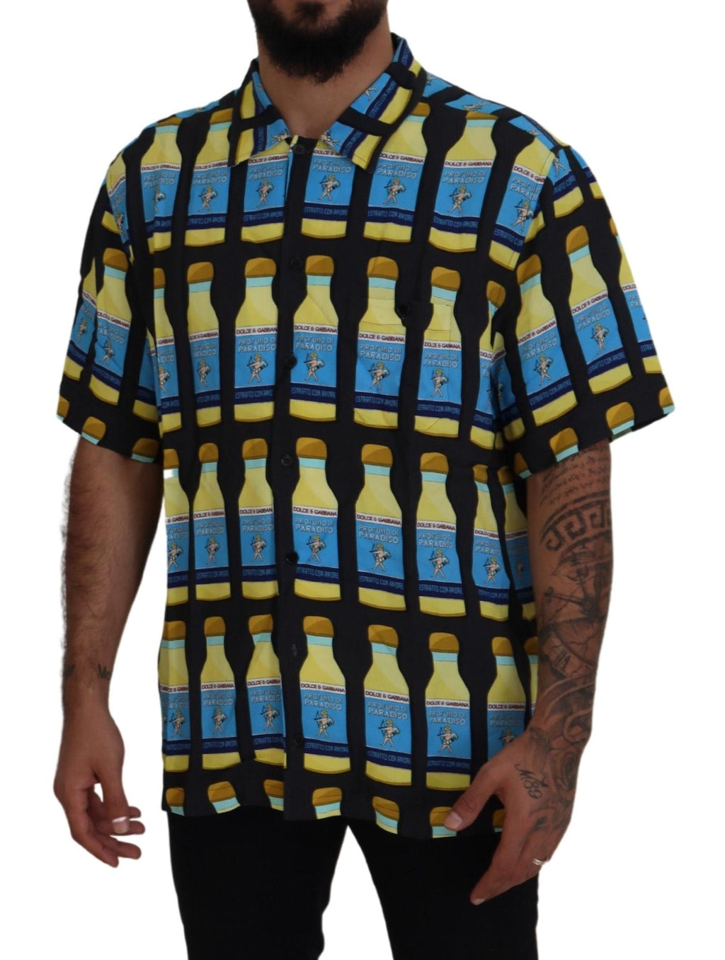 Camisa casual de viscosa con estampado multicolor de Dolce &amp; Gabbana