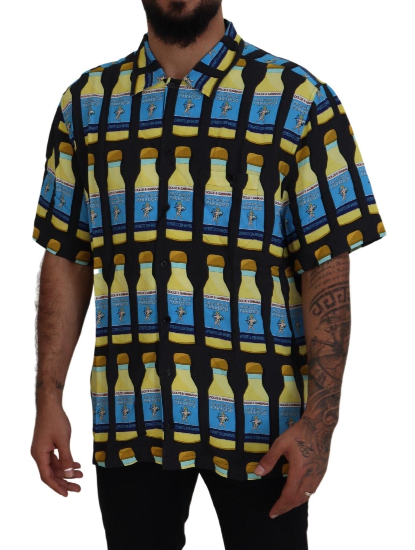 Camisa casual de viscosa con estampado multicolor de Dolce &amp; Gabbana