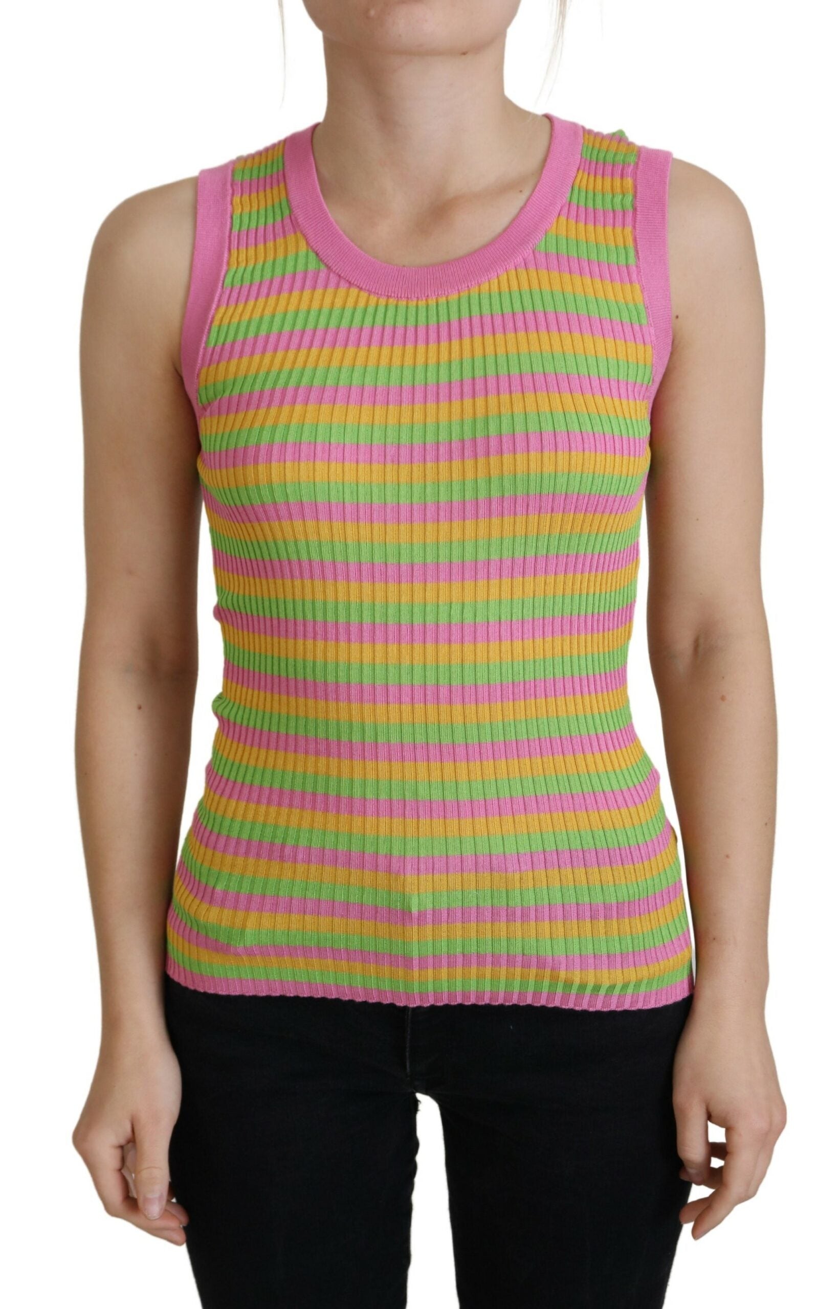 Camiseta sin mangas tipo jersey de seda multicolor de Dolce &amp; Gabbana