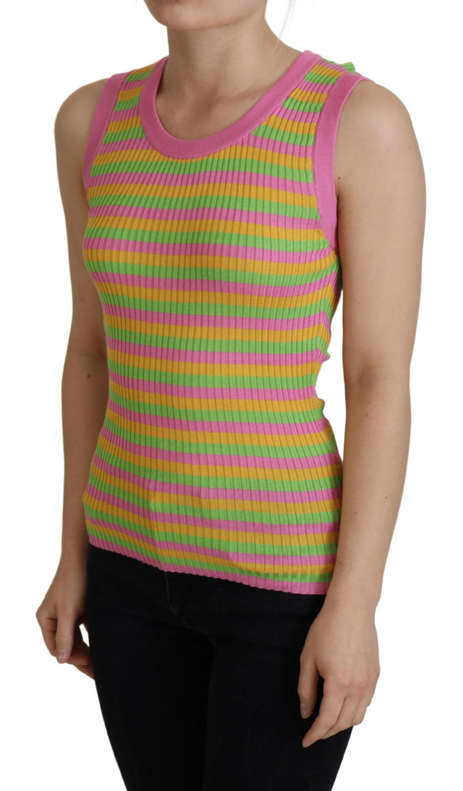 Camiseta sin mangas tipo jersey de seda multicolor de Dolce &amp; Gabbana