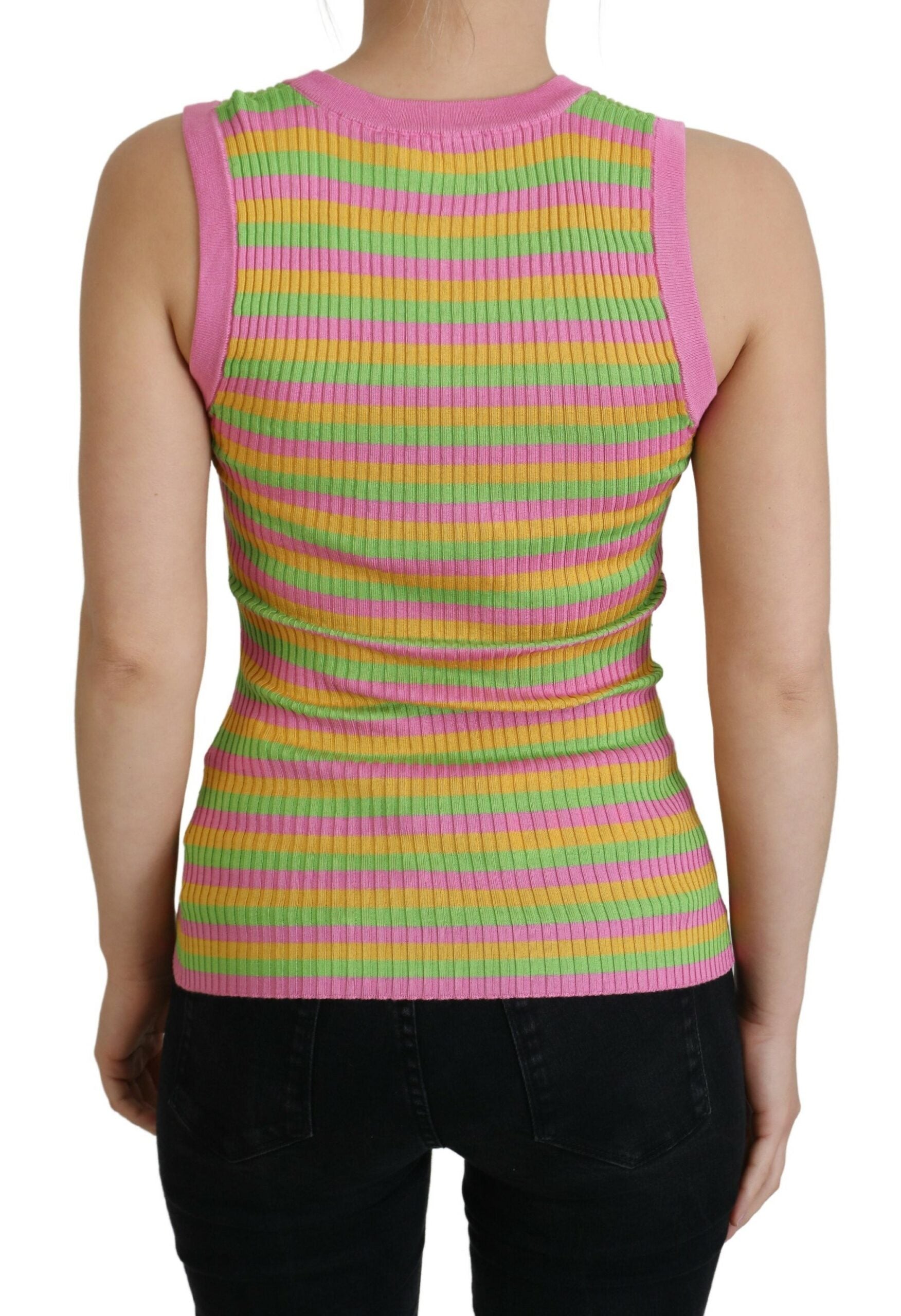 Camiseta sin mangas tipo jersey de seda multicolor de Dolce &amp; Gabbana