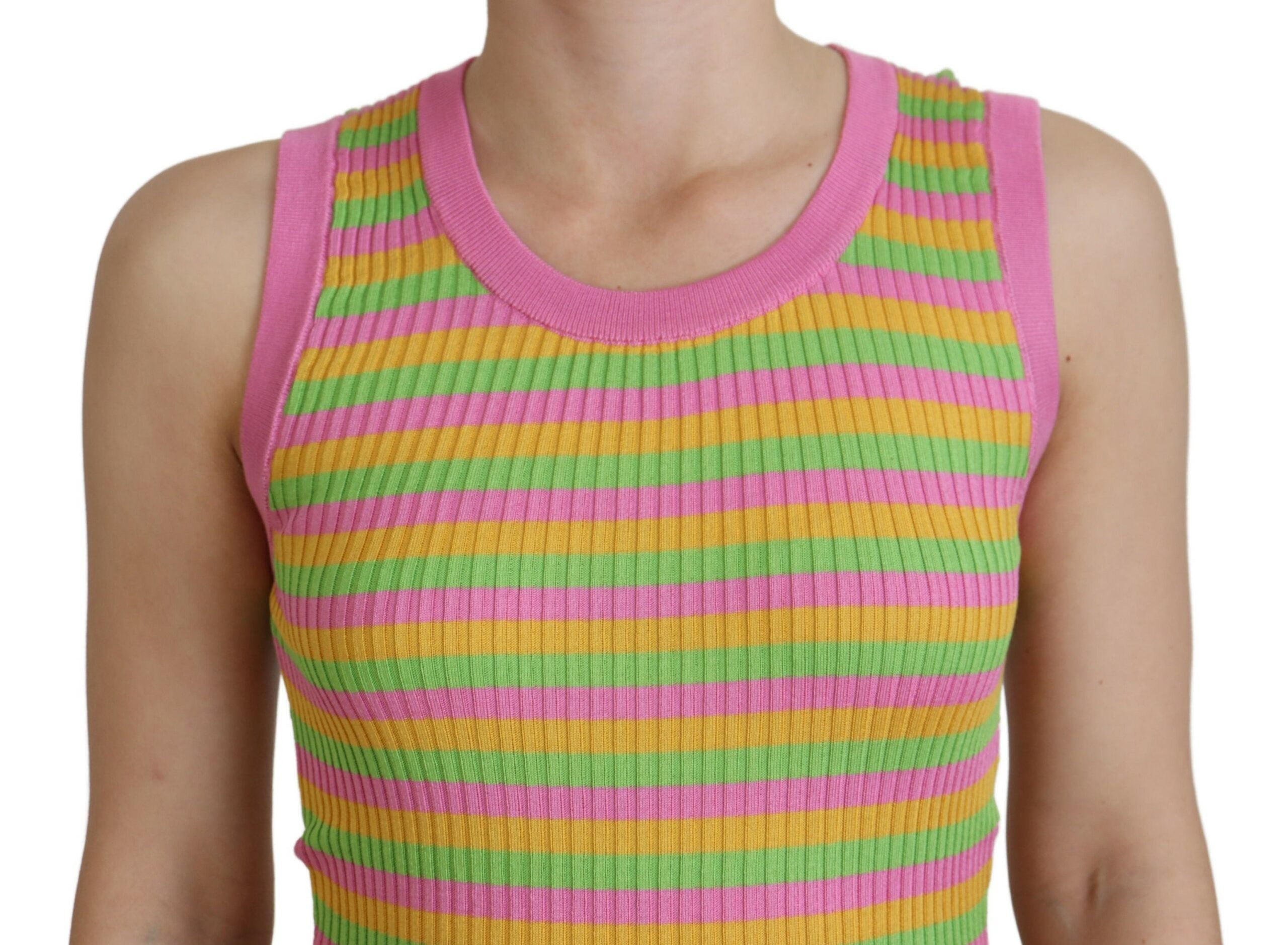 Camiseta sin mangas tipo jersey de seda multicolor de Dolce &amp; Gabbana