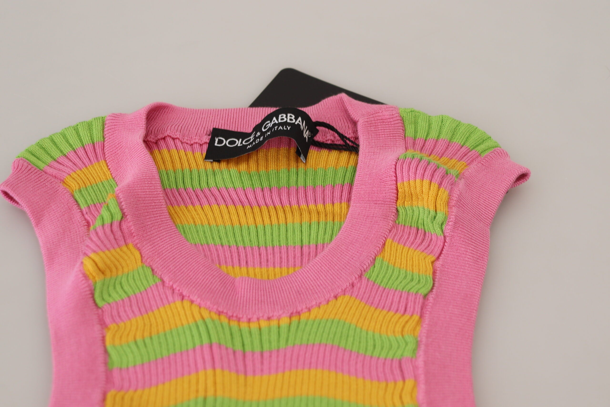 Camiseta sin mangas tipo jersey de seda multicolor de Dolce &amp; Gabbana