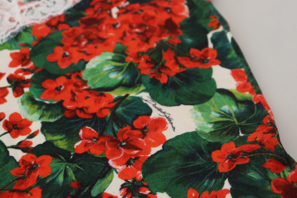 Camiseta sin mangas de lana con encaje floral blanco de Dolce &amp; Gabbana