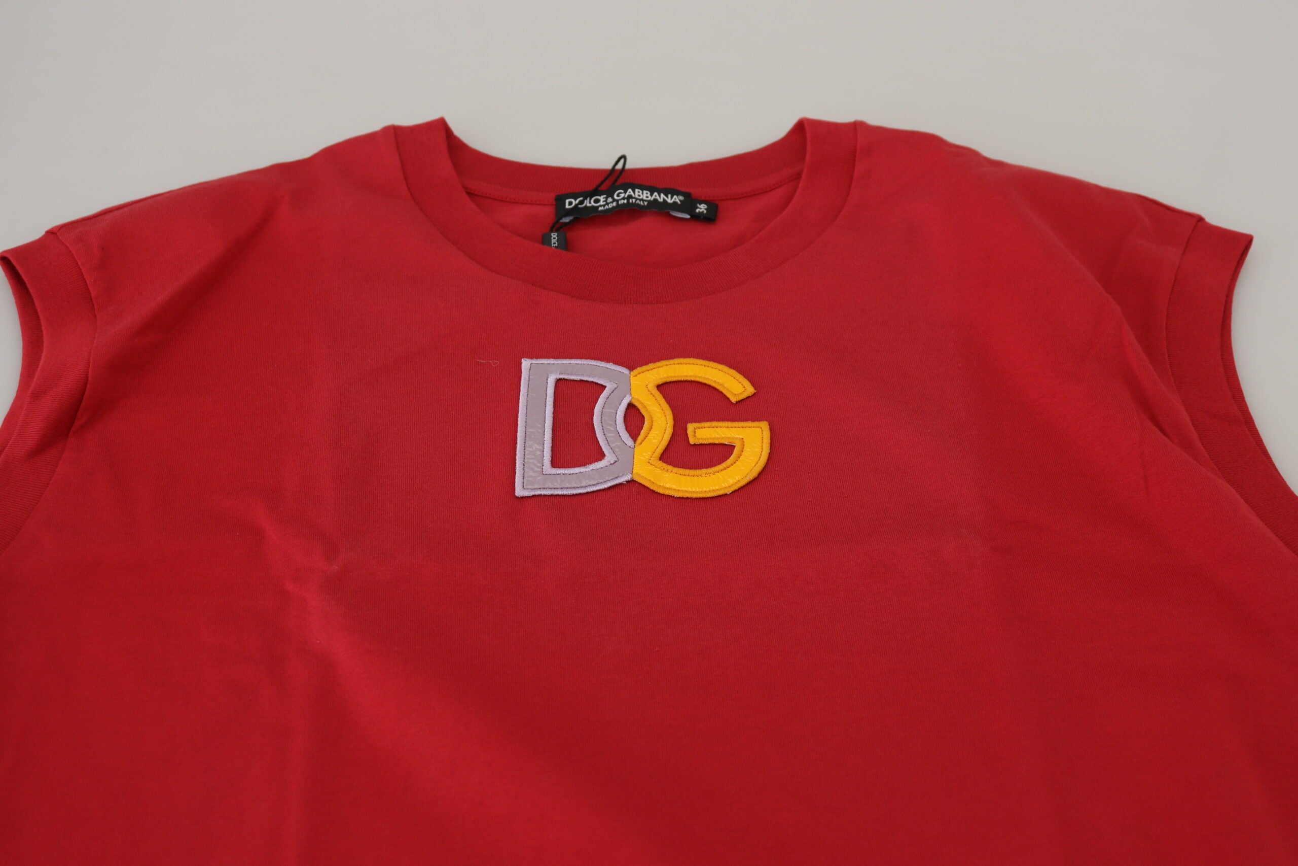 Camiseta sin mangas con logotipo DG de algodón rojo de Dolce &amp; Gabbana